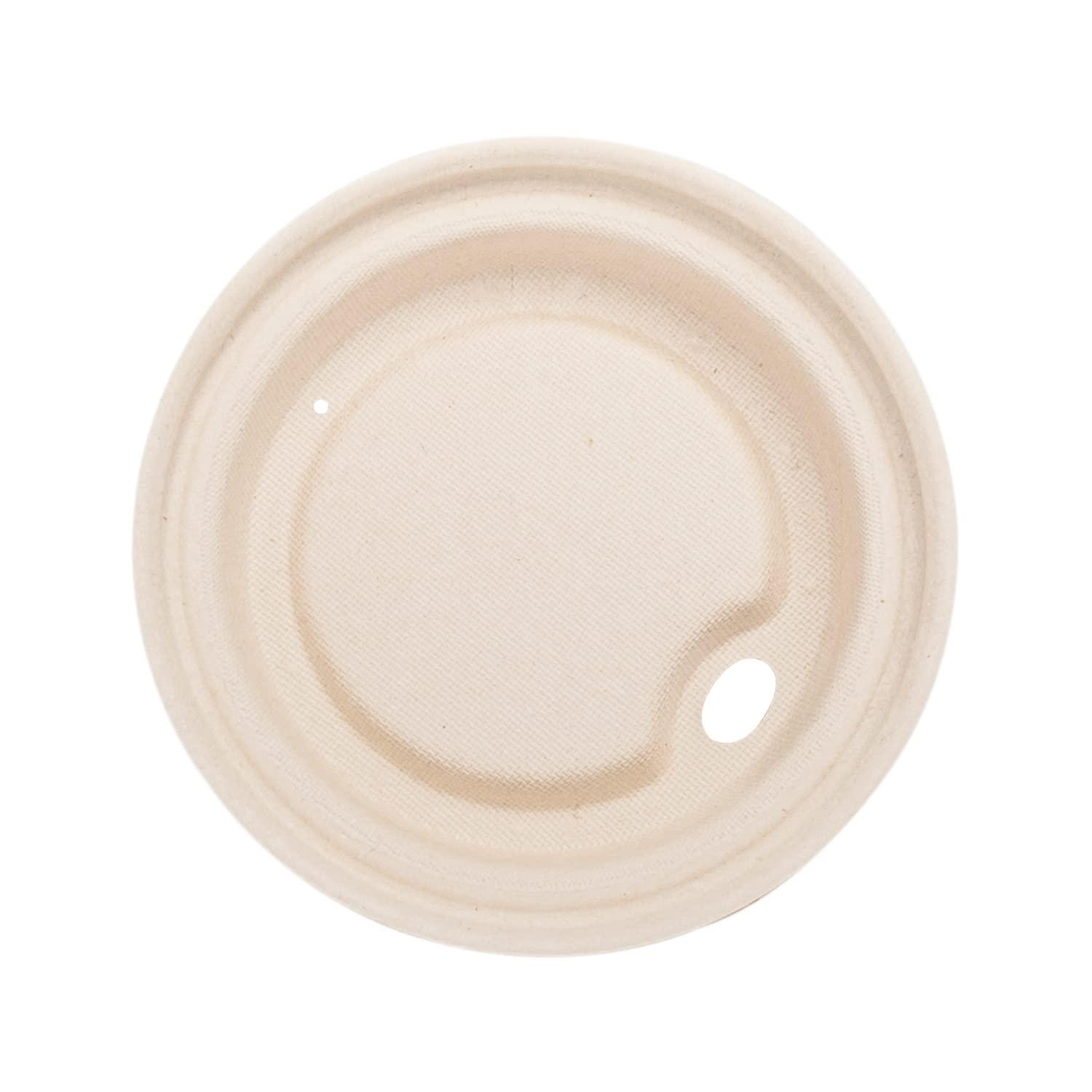 KARAT EARTH KARAT EARTH KE-BDL516N 90mm PFAS Free Bagasse Sipper Dome Lid for 10-24 oz. Hot Cup, Natural - Case of 500 pcs