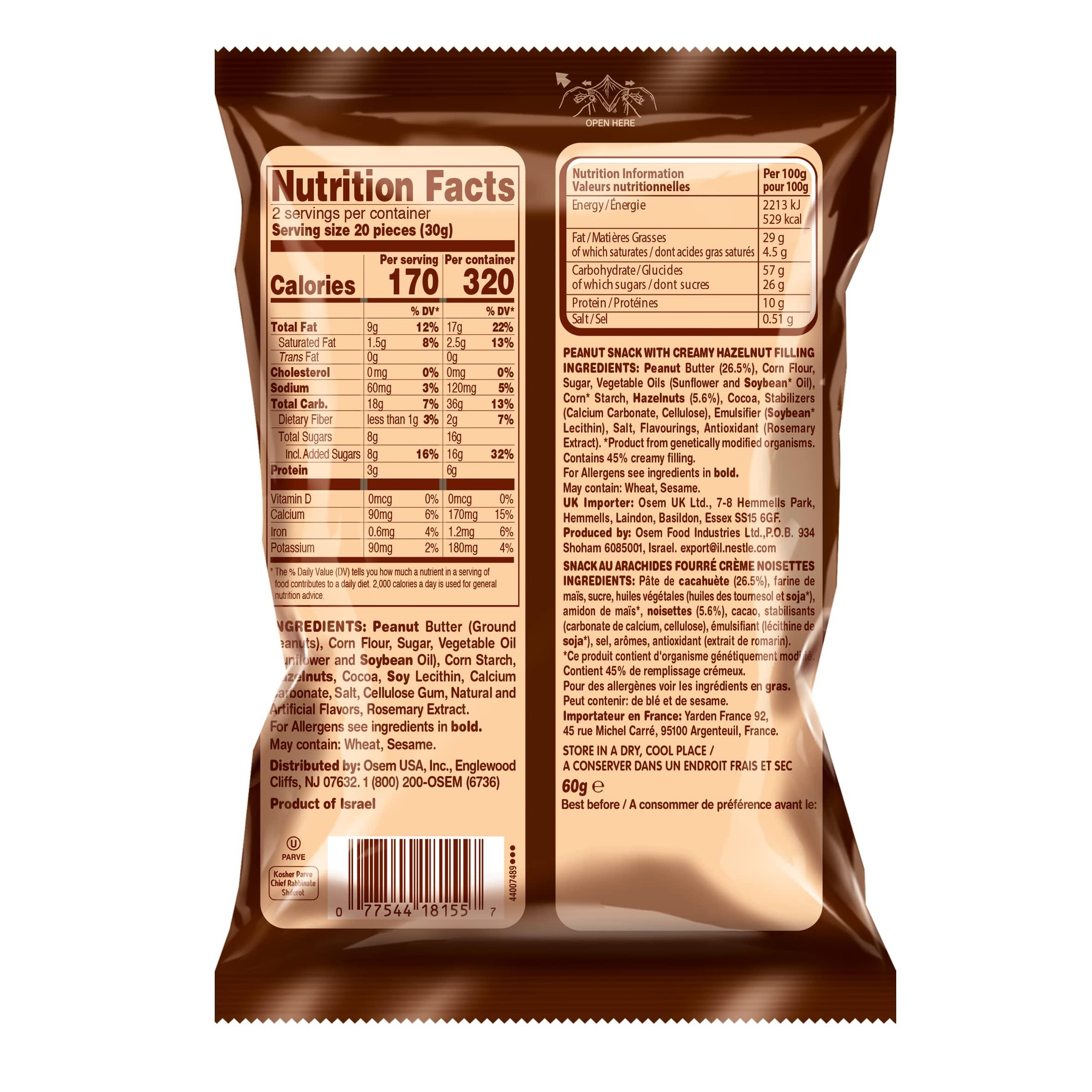 Osem Bamba Peanut Butter Puffs (Original and Hazelnut Bundle) All Natural Peanut Puffs Family pack + 1 2.1oz Bag of Hazelnut Bamba