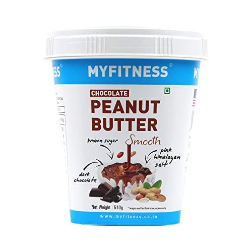 MYFITNESS PEANUT BUTTER MYFITNESS Peanut Butter Chocolate Smooth Non-GMO Gluten-free No Preservative All Natural Ingredient High Protein Made with American Recipe (17.9 Ounce)