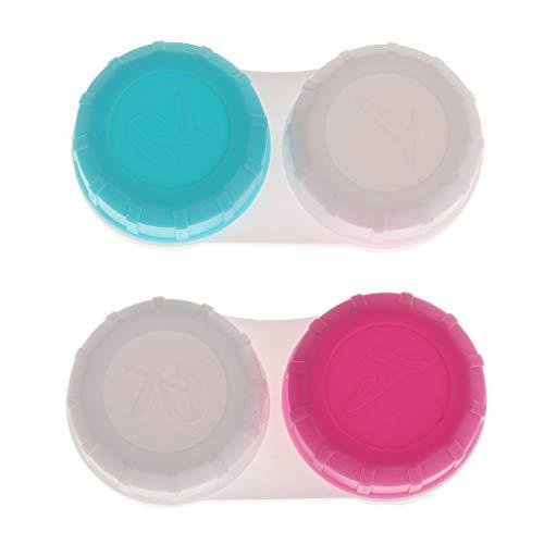 Inzopo Inzopo Double Contact Lenses Container Holder Storage Boxes Soak Eye Care red Pink