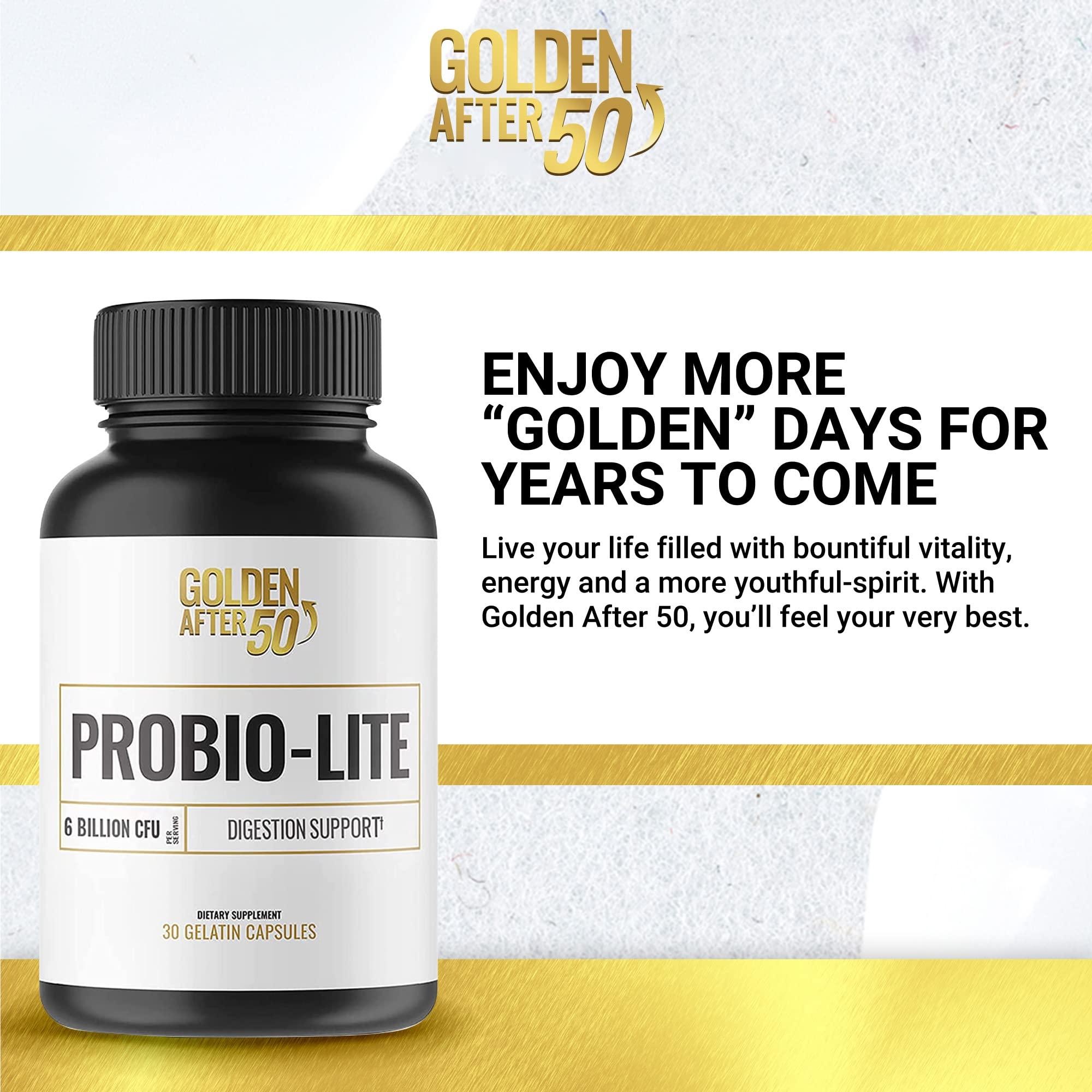 Golden After 50 Golden After 50 Probio-Lite - for Gut Health and Digestion Support - Probiotics for Men and Women - 30 Gelatin Capsules - Probiotics for Occasional Heartburn, Gas, Indigestion