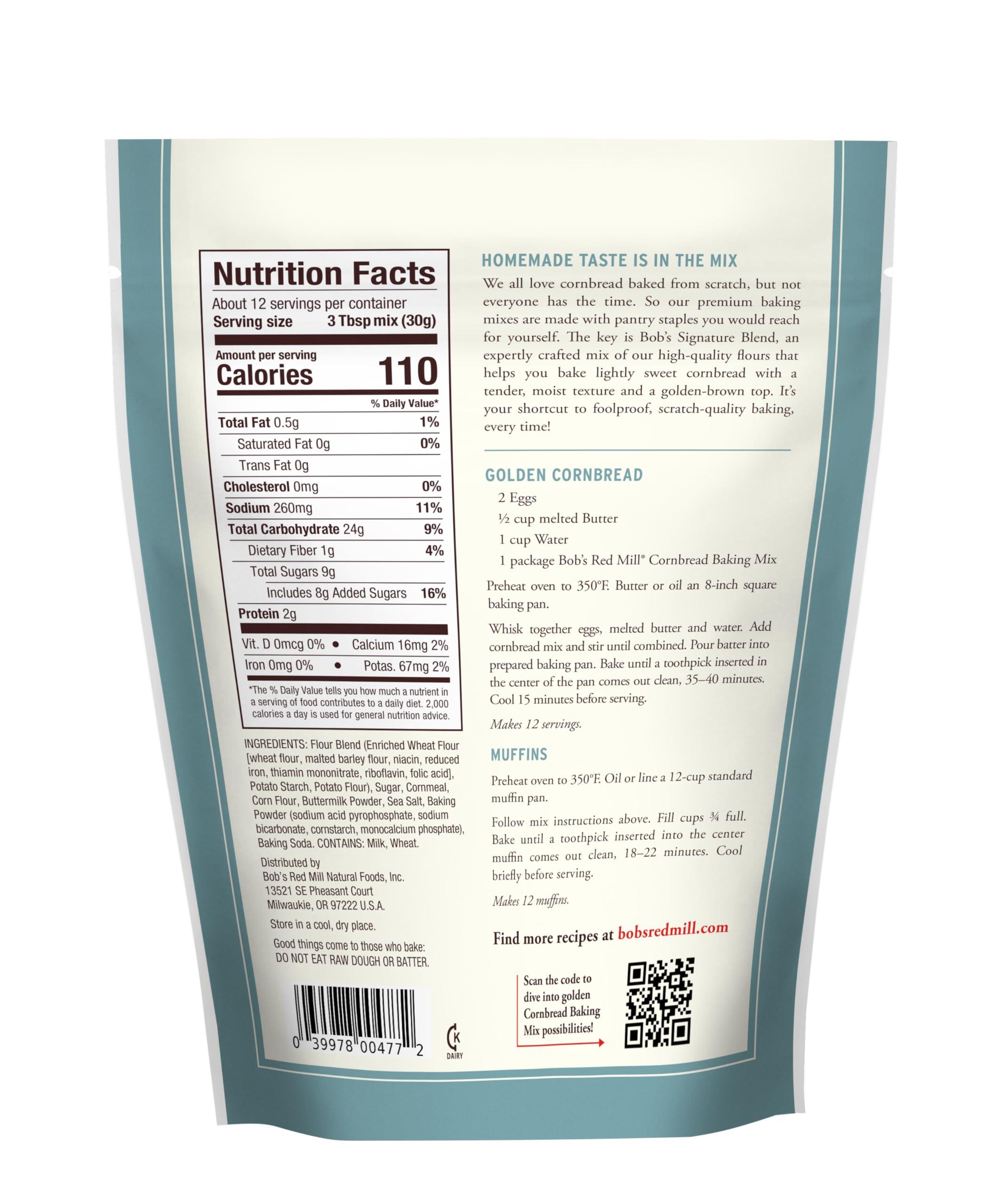 Bob\'s Red Mill Bob\'s Red Mill Signature Golden Cornbread Baking Mix, 13 Oz Bag (Pack of 1) - Simple Clean Ingredients, Homemade Taste