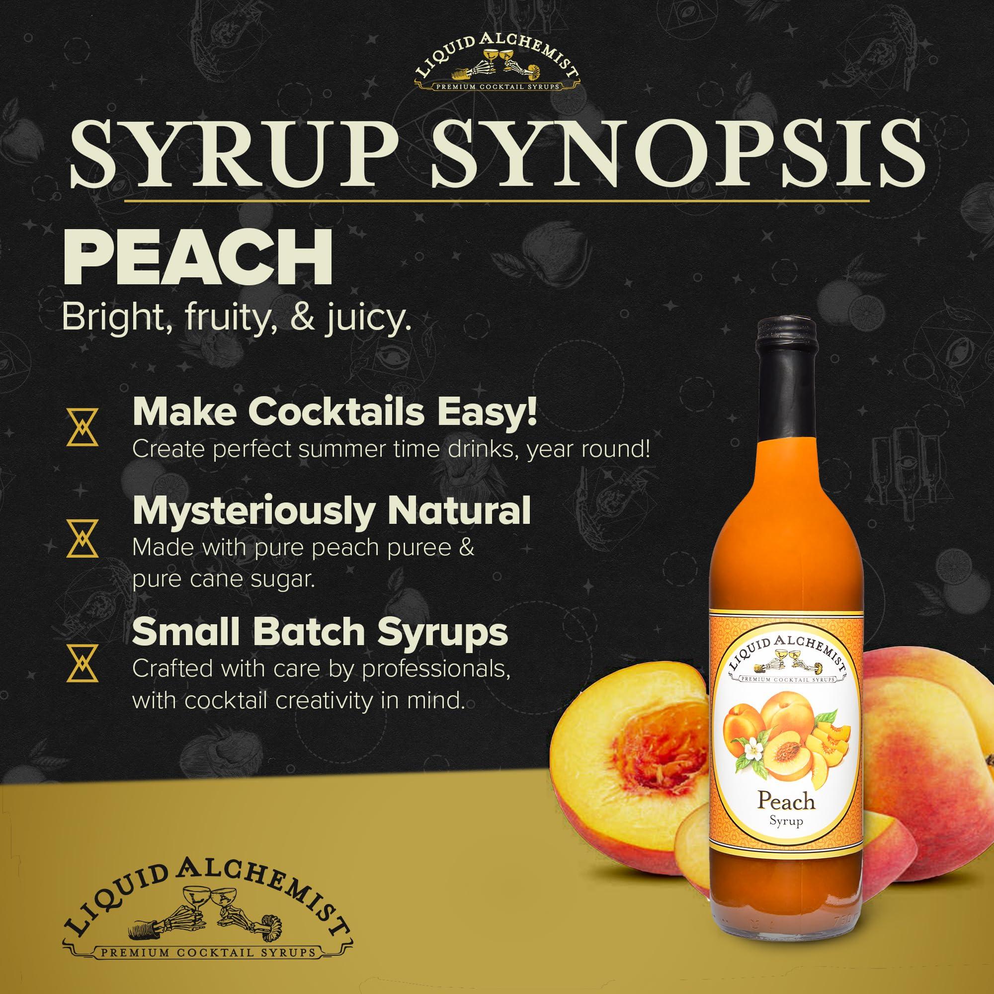 Liquid Alchemist Liquid Alchemist Peach Syrup for Drinks - Real Ingredients Make our Peach Puree for Cocktails a Perfect Peach Bellini Mix - Our Peach Flavoring Syrup is Non-GMO & Vegan - Peach Cocktail Syrup (25 oz)