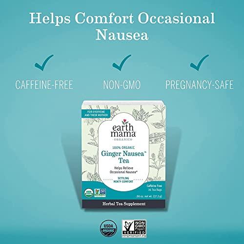 Earth Mama Earth Mama Organic Ginger Nausea Tea | Comforts Occasional Nausea + Morning Sickness, 16 Teabags Per Box (6-Pack)