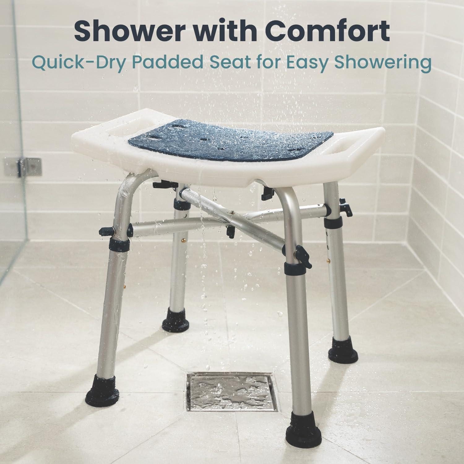 PELEGON Shower Stool - Shower Chair for Inside Shower (350 lb) - Adjustable Height Shower Stool - Shower Seats for Adults, Bath Stools for Shower, Shower Chair, Shower Stools for Adults Sitting - Dark Blue