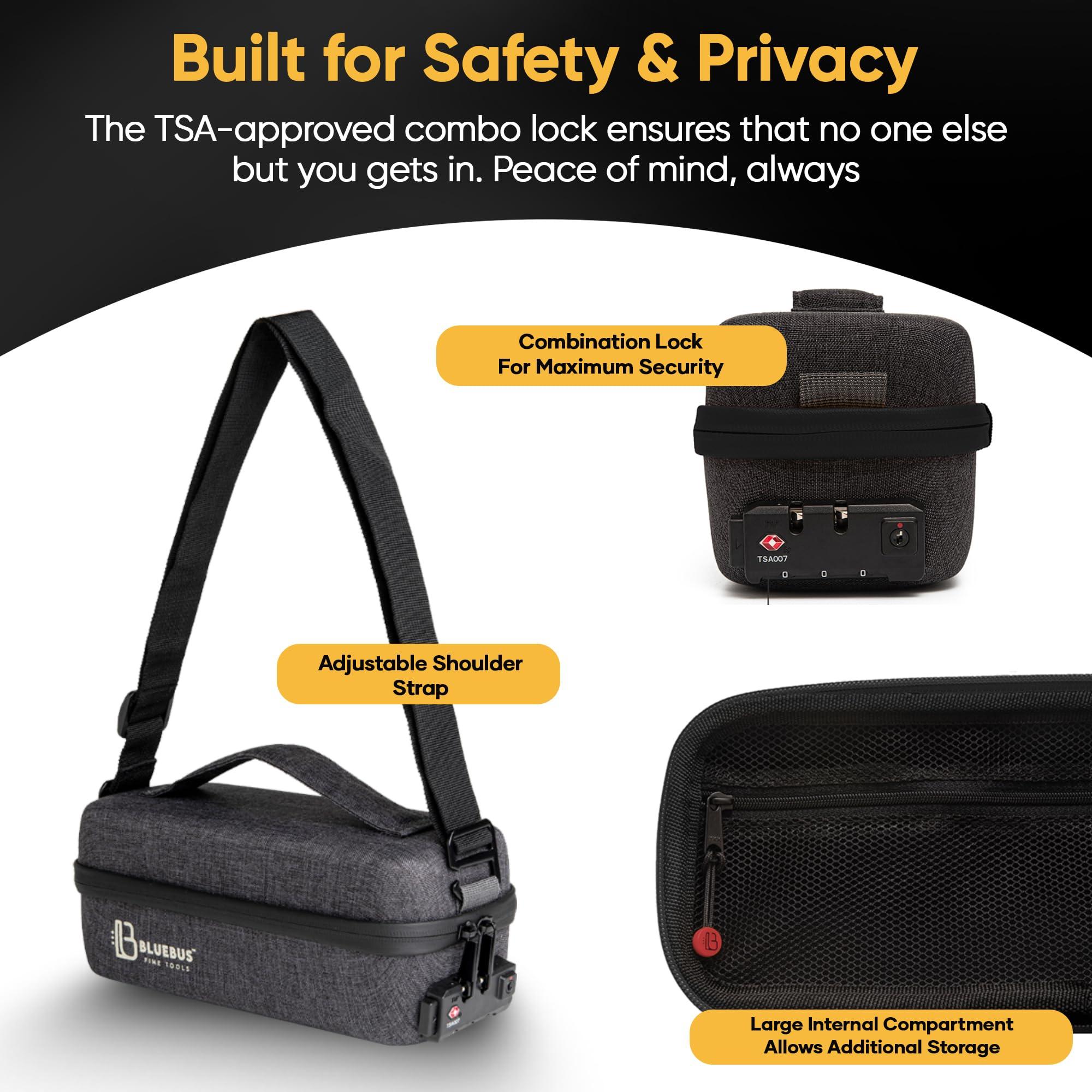 Blue Bus BlueBus Bulldog Large Smell Proof Bag with Lock - Smell Proof Stash Bag Carrying Case with Airtight Jars Smell Proof Case, Containers, Accessories - Waterproof, Bordeaux