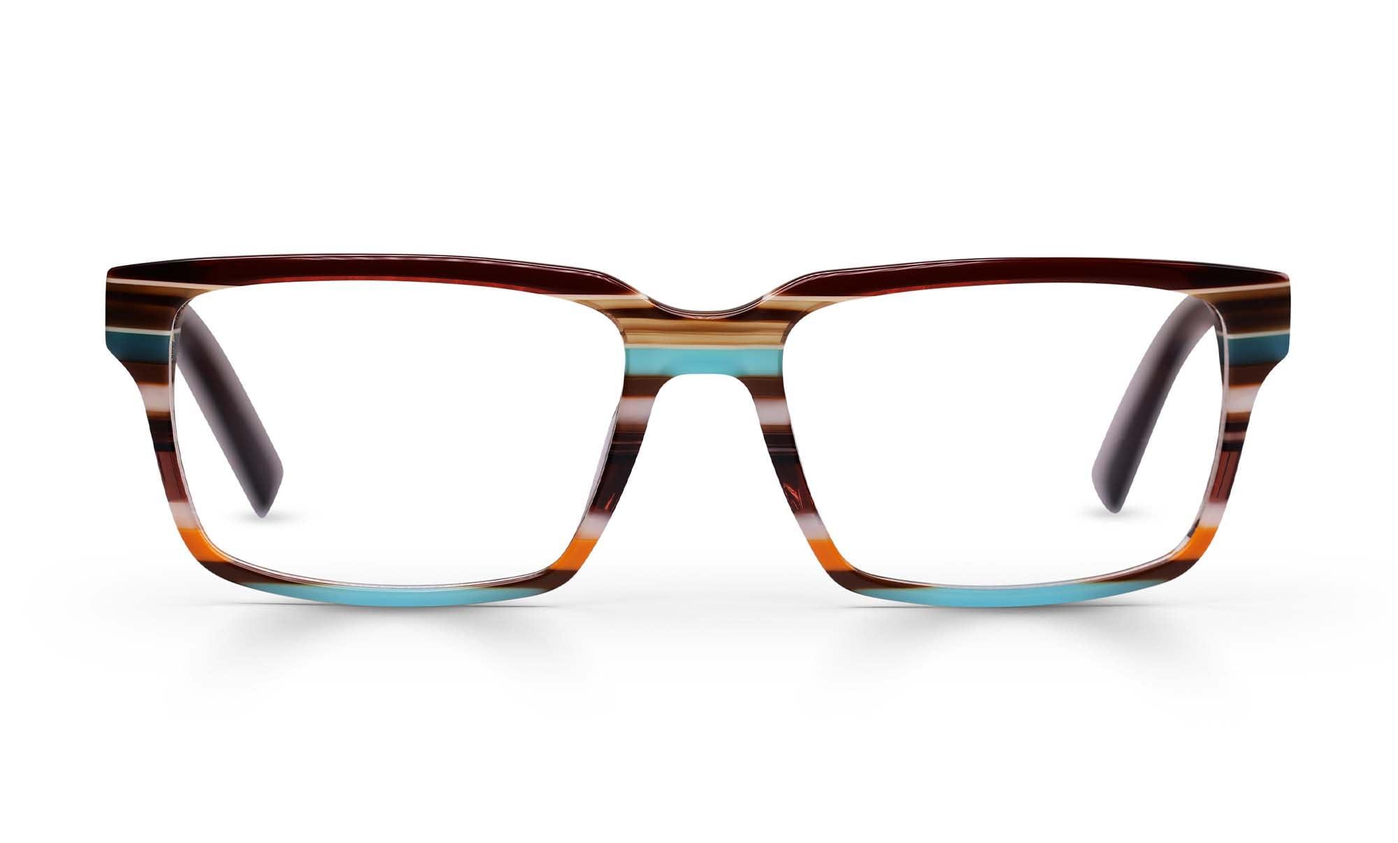 eyebobs eyebobs Wide Eyed | Premium Reading Glasses for Men and Women | Rectangle Frame for Wide Faces | Brown Stripe, 0.00