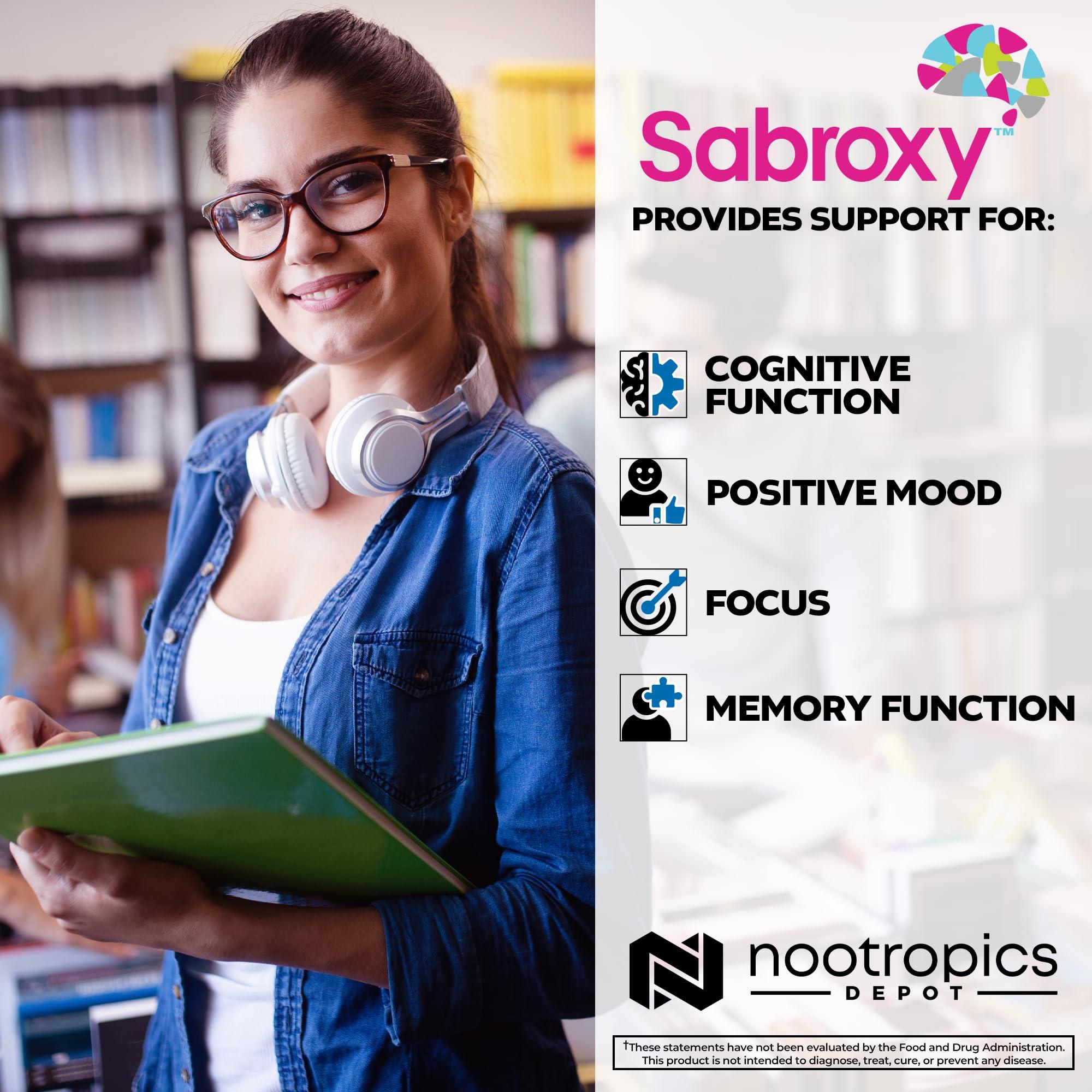 Nootropics Depot Nootropics Depot Sabroxy Tablets | 500mg | 60 Count | Minimum 10% Oroxylin-A | Oroxylum indicum | May Help Promote Focus & Motivation | May Help Promote Cognitive Function