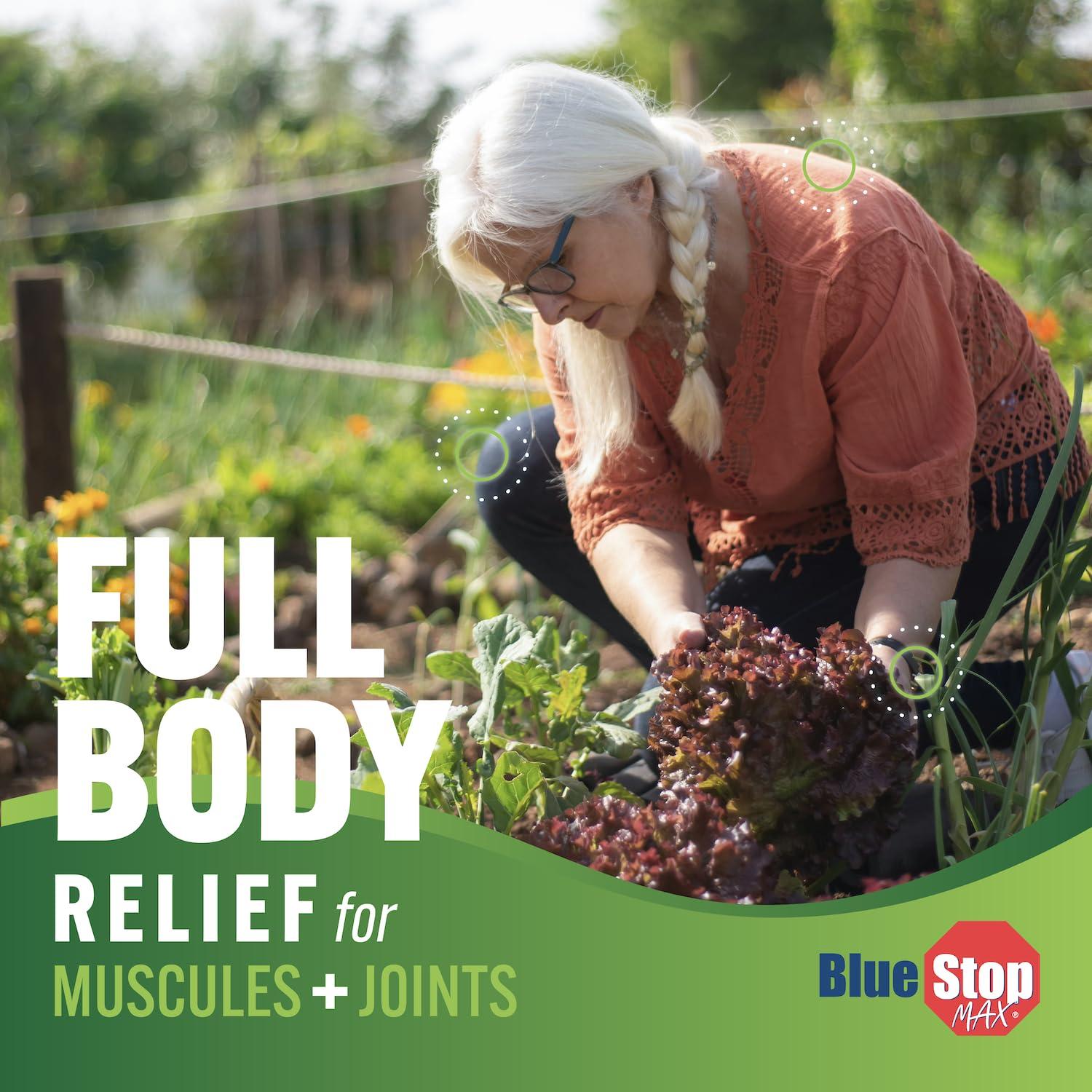 Blue Stop Max Blue Stop Max Muscle & Joint Relief Gel: Fast-Acting Sore Muscle, Back & Neck Relief Cream, Numbing Emu Oil Formula for Ankle, Leg Cramps, Tennis Elbow - 8 Oz Pump Bottle