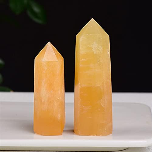 DOUPE Natural Crystal Point Orange Yellow Jade Healing Obelisk Quartz Wand Ornament for Home Decor Reiki Energy Ore Mineral Craft Gift for Meditation (Color : Random delivery, Size : 71-80 mm)