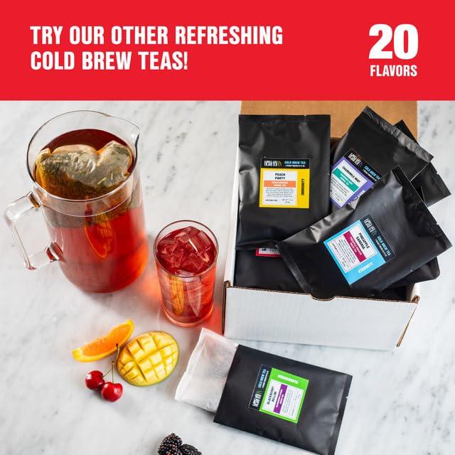 Tiesta Tea Tiesta Tea - Peach Party Cold Brew - Peach Hibiscus Herbal Tea - Premium Loose Leaf Tea Blend - Non Caffeinated Iced Tea - Cold Brew Tea Packets - Brews 64 oz of Pitcher Per Bag (Pack of 10)