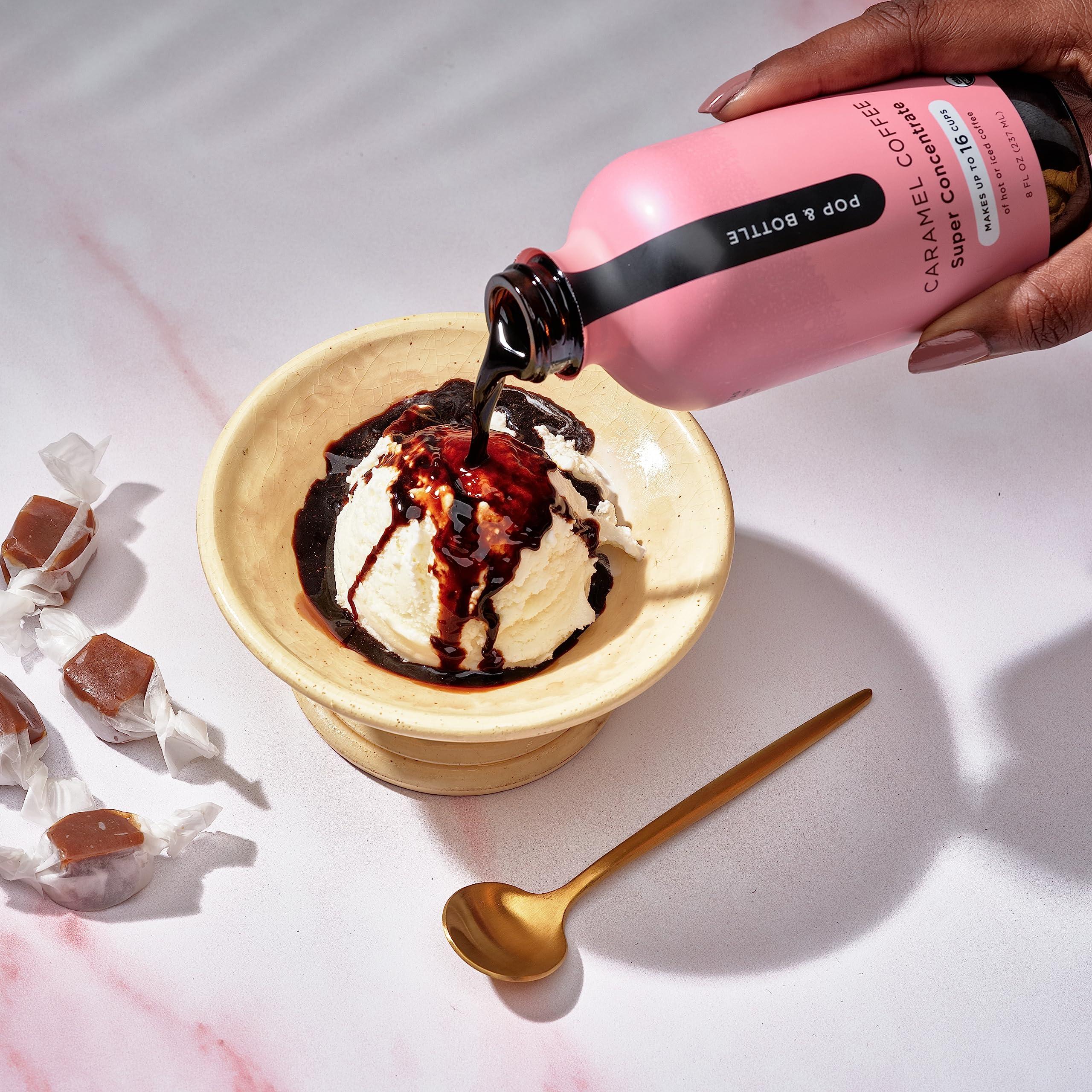 Pop & Bottle Pop & Bottle Coffee Concentrate - Cold Brew Concentrate, Iced Coffee Concentrate Liquid for Instant Ice Coffee & Cold Brew, Dairy Free, Makes Up to 16 Cups, USDA Organic - Caramel, 8 Fl Oz (2 Pack)