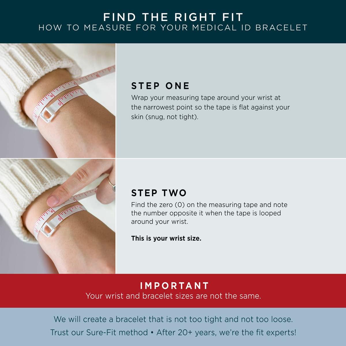 Lauren's Hope Medical Alert Bracelets For Women, Stainless Steel Gold and Silver Heart Link Bracelet, Free Custom Engraving, 1 Year Warranty, Stylish and Waterproof, Lauren\'s Hope Medical ID, 7.5 inch, no gemstone