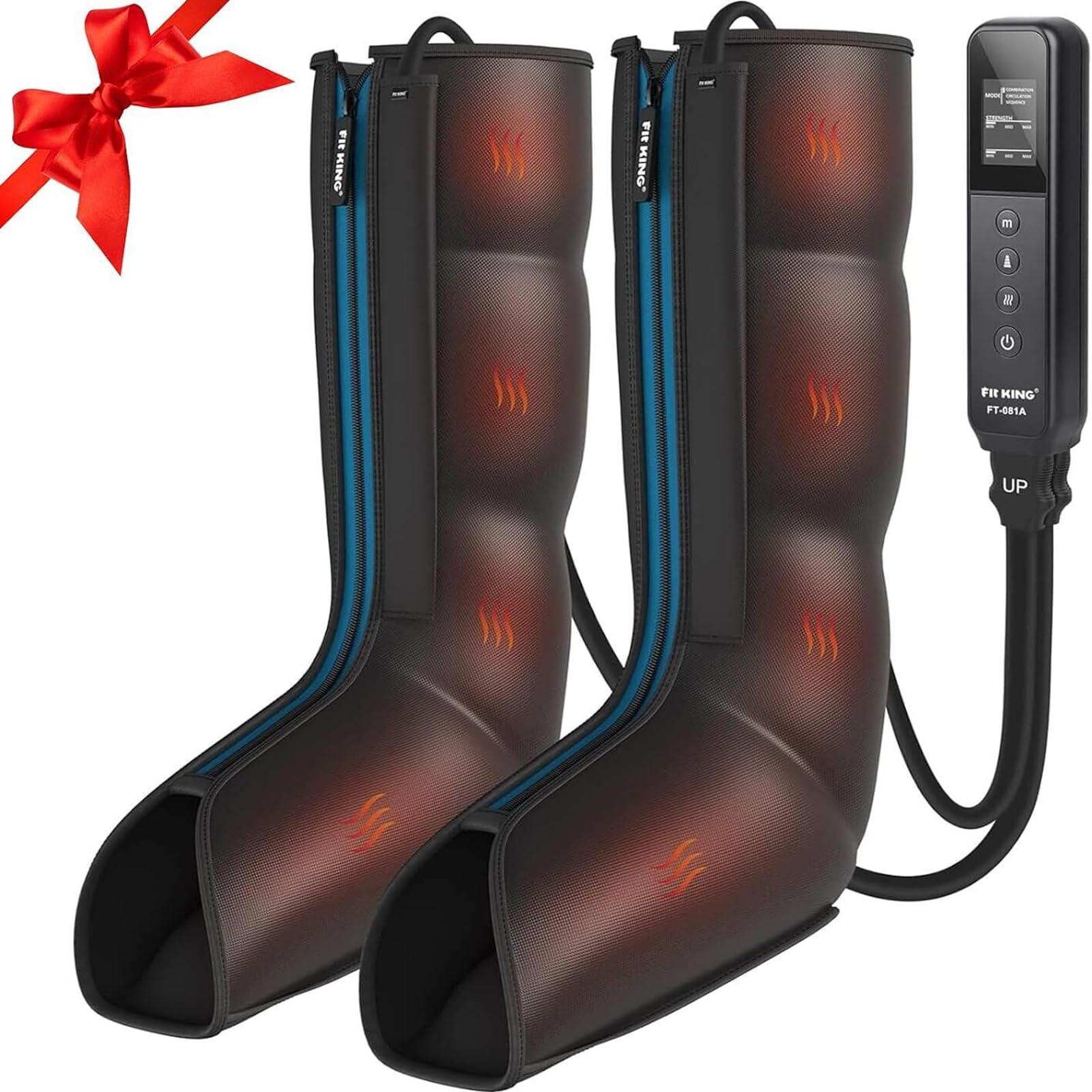 FIT KING FIT KING Leg Massager with Heat - Upgraded Leg Compression Massager for Circulation and Pain Relief, FSA HSA Approved Compression Boot Foot Calf Massager for Edema, Relax Recover - Gift for Dad Mom