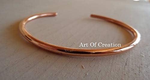 Art Of Creation Art Of Creation Pure Copper Bracelet handmade Cuff for Men and Women Plain Solid Bangle Adjustable From Indi For Unisex