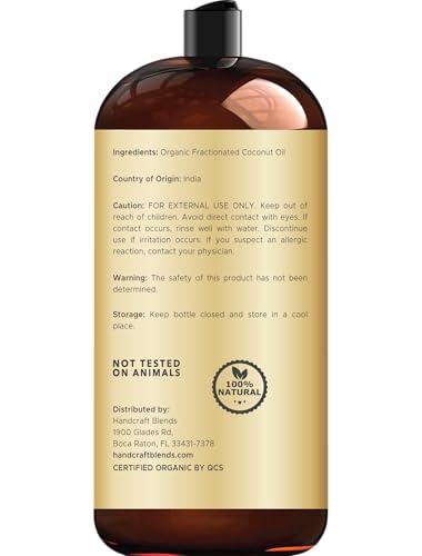 Handcraft Blends Handcraft Blends Organic Fractionated Coconut Oil - 28 Fl Oz - 100% Pure and Natural - Premium Grade Carrier Oil for Skin and Hair - Hair and Body - Massage