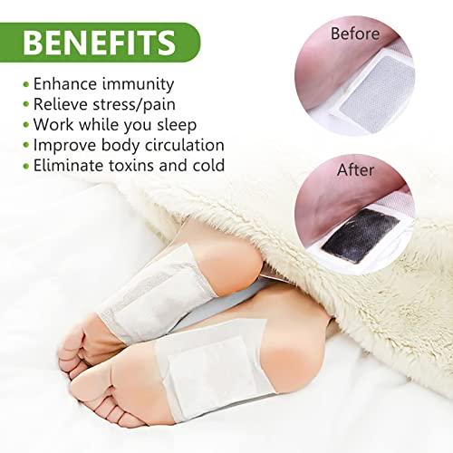 sefudun 20PCS Foot Pads, Natural Bamboo Vinegar Ginger Powder Foot Pad for Foot Care, Deep Cleansing Foot Patches, Pain Relief, Relieve Stress, Relaxation, Adhesive Sheets