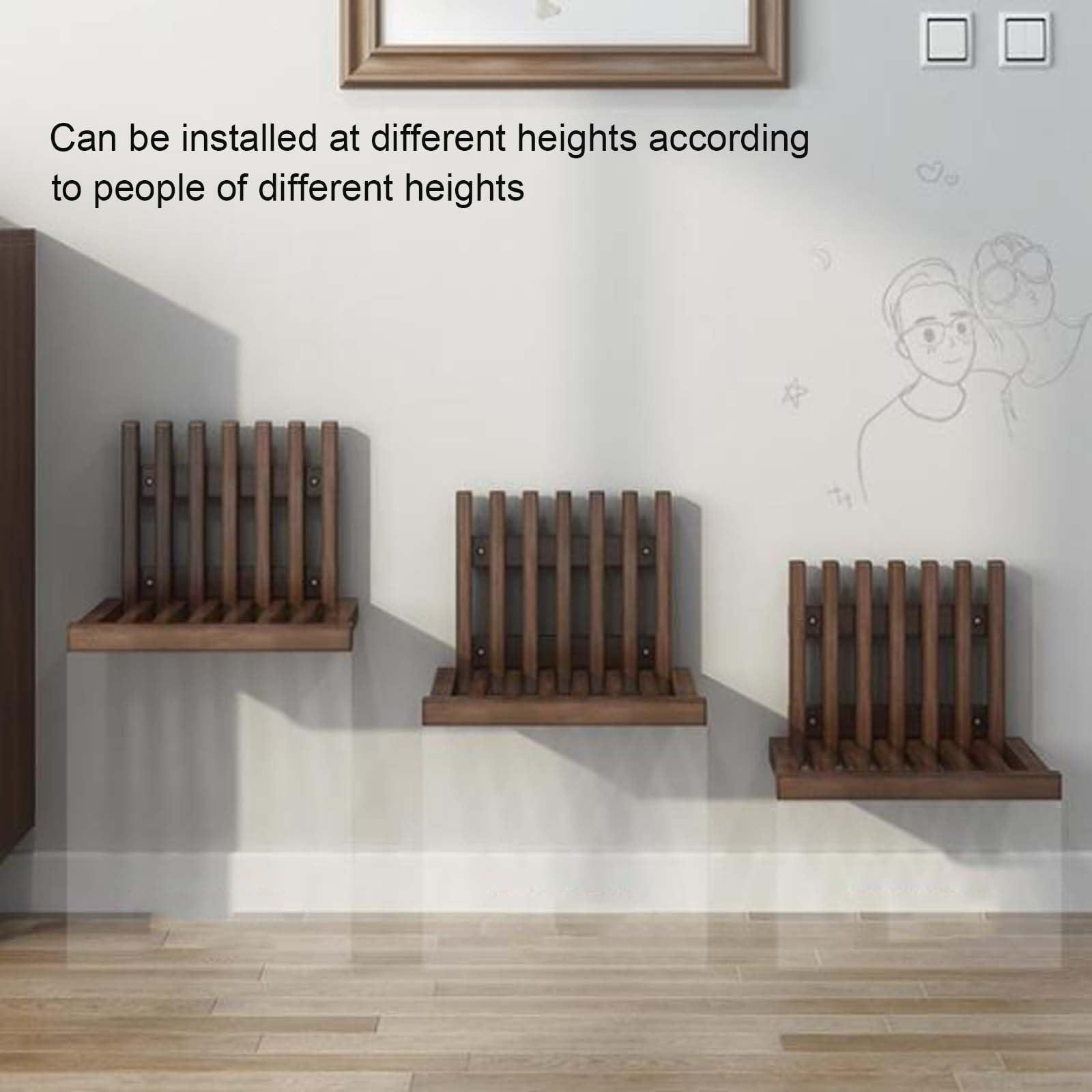 BBWLG Folding Shower Seat Wall Mounted,Bathroom Stool Fold Down Shower Chair for Pregnant Woman,Elderly,Waterproof Home Care Shower Bench for Inside Shower(19\"x2\"x17\") (White)