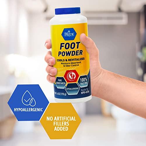 MED PRIDE MED PRIDE Premium Foot Powder For Moisture Control - Hypoallergenic, 100% Talc-Free Foot Cooling Powder To Reduce Odors And Absorb Sweat & Excess Moisture- Shoe & Foot Odor Eliminator Powder- 6oz