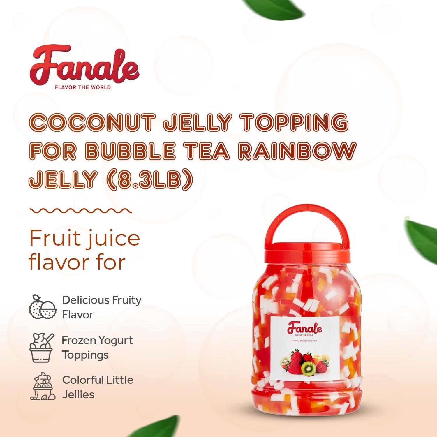 Fanale Fanale Coconut Jelly Topping nata de coco for Bubble Tea 8.3 lb | Rainbow Jelly | for Boba Tea, Smoothies, Slushes, Desserts | 8.3 pound (Pack of 4) | JEL001-CS