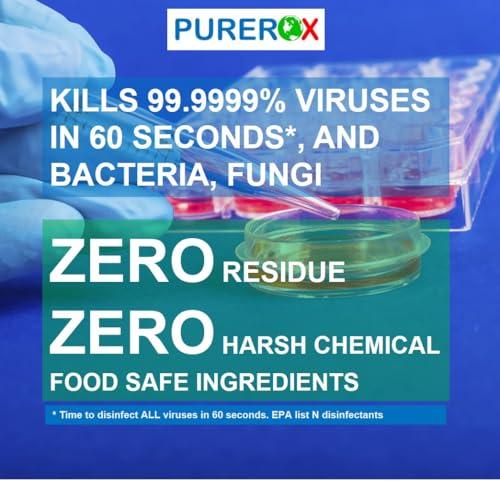 PUREROX PUREROX disinfectant (2x32oz, 1 gallon) Eliminate 99.9999% viruses, Norovirus, HIV, MRSA and fungi Hypochlorous Technology. Hospital Grade. Use Anywhere. No residue. Good All Surfaces