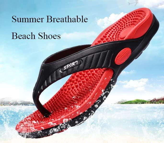 DSLED DSLED Massage Flip Flops for Men & Women, with Arch Support Summer Breathable Beach Shoes, Acupressure Sandals Slippers, Relief Plantar Fasciitis Heel Arthritis Pain (Color : Red, Size 40)