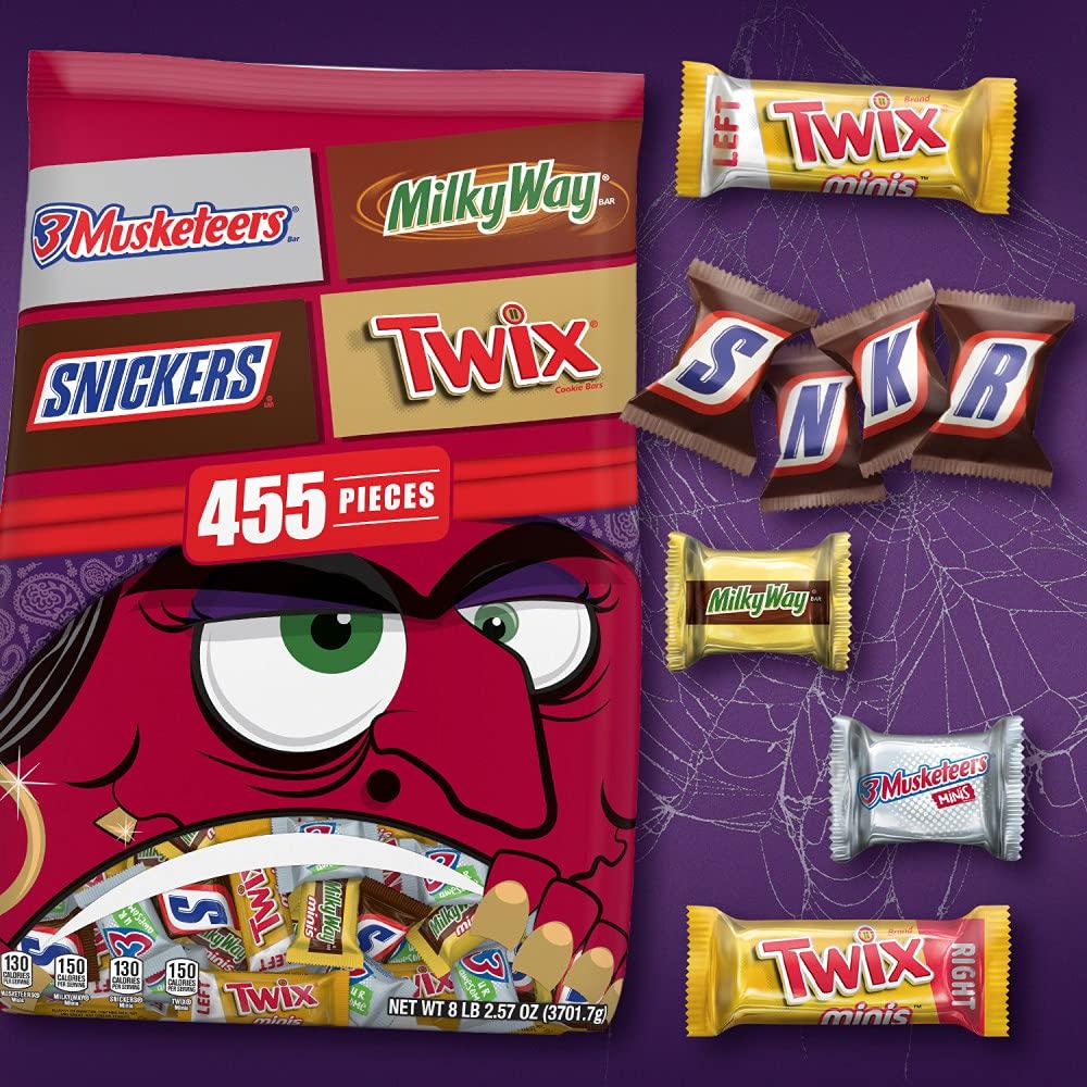Mars Mars SNICKERS, TWIX, MILKY WAY & 3 MUSKETEERS Mixed Chocolate Bulk Halloween Candy Assortment-130.57oz/455ct