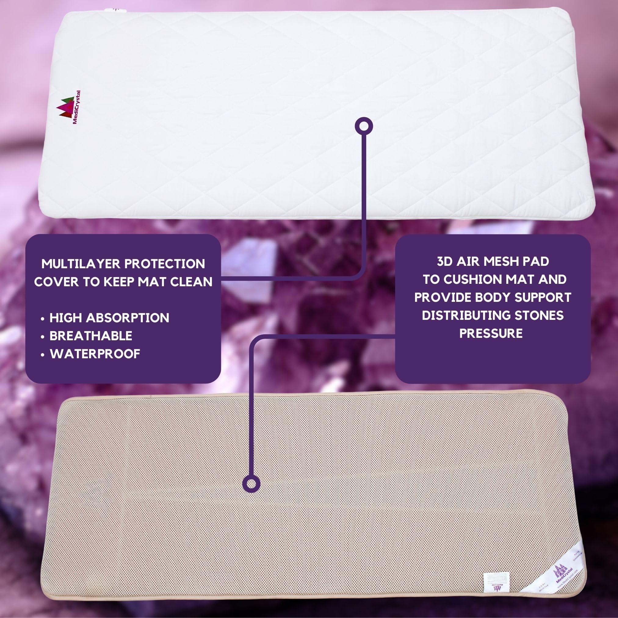MediCrystal MediCrystal Far Infrared Heat Amethyst Tourmaline Mat - Professional 71"x32" - Warm & Heal Yourself with Natural Crystals - EMF-Free Adjustable Deep FIR Heating 86-158F - Original Manufacturer
