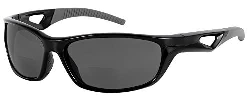 Mass Vision Mass Vision \'The Competitor\' 2 Pair of Lightweight Precision Sport Wrap Bifocal Sunglasses Featuring High Definition Lenses (Black/High Definition Amber, 2.5, x)
