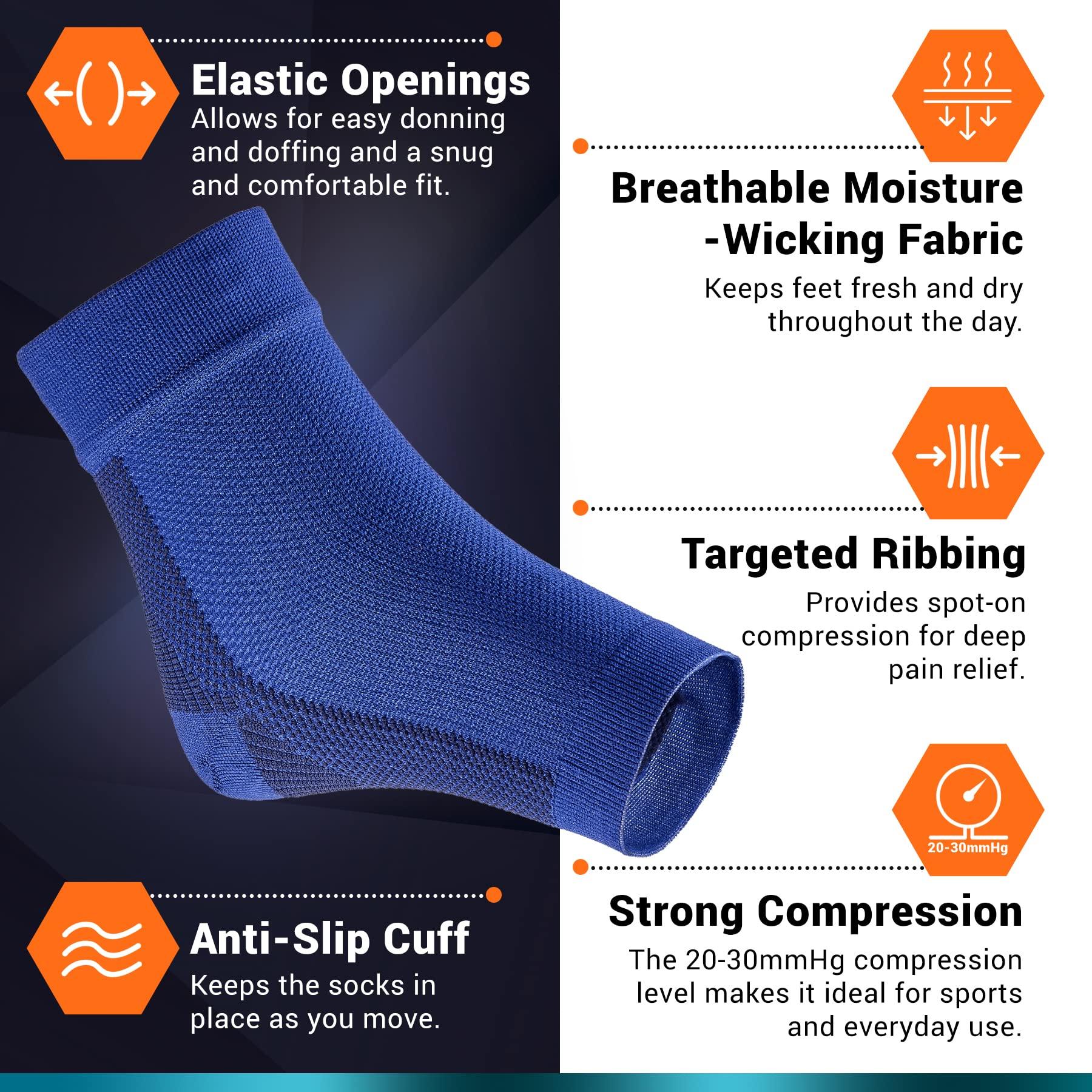 PhysFlex PhysFlex Compression Socks for Plantar Fasciitis, Achilles Tendonitis Relief - (1 Pair) Ankle Compression Sleeve for Heel Spurs, Foot Swelling & Fatigue - Arch Support Brace for Everyday Use
