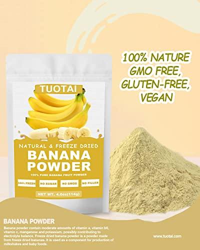 TUOTAI Nature Banana Fruit Powder,Freeze Dried Banana Powder, 4 Ounces, Banana Powder for Cake, Drinks and Baking Food