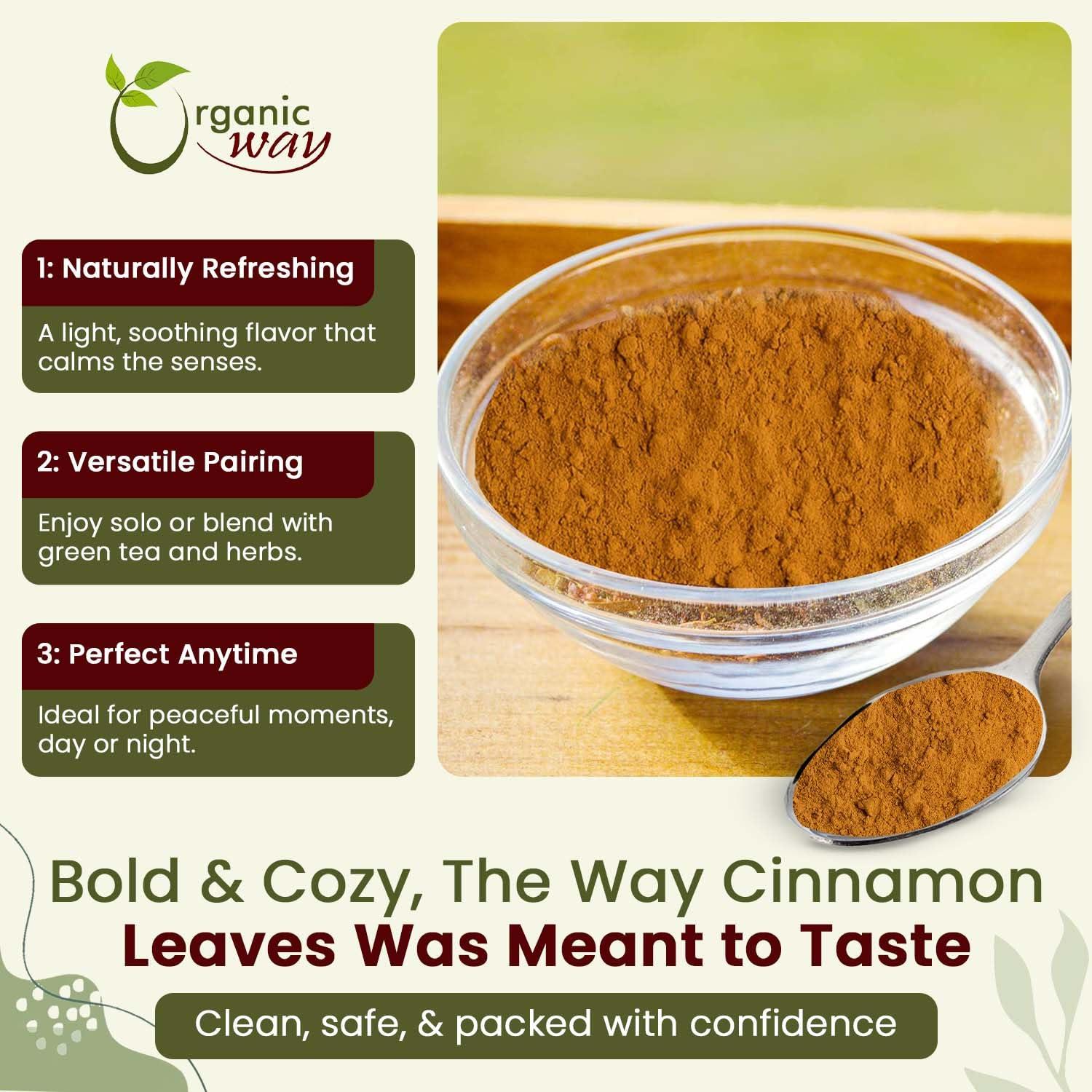 Organic Way Organic Way True Ceylon Cinnamon Powder - Kosher & USDA Certified | Raw, Vegan, Non-GMO & Gluten Free | Freshly Grounded Premium Cinnamon | Resealable Bag | 100% Raw from Sri Lanka (1/2LBS / 8Oz)