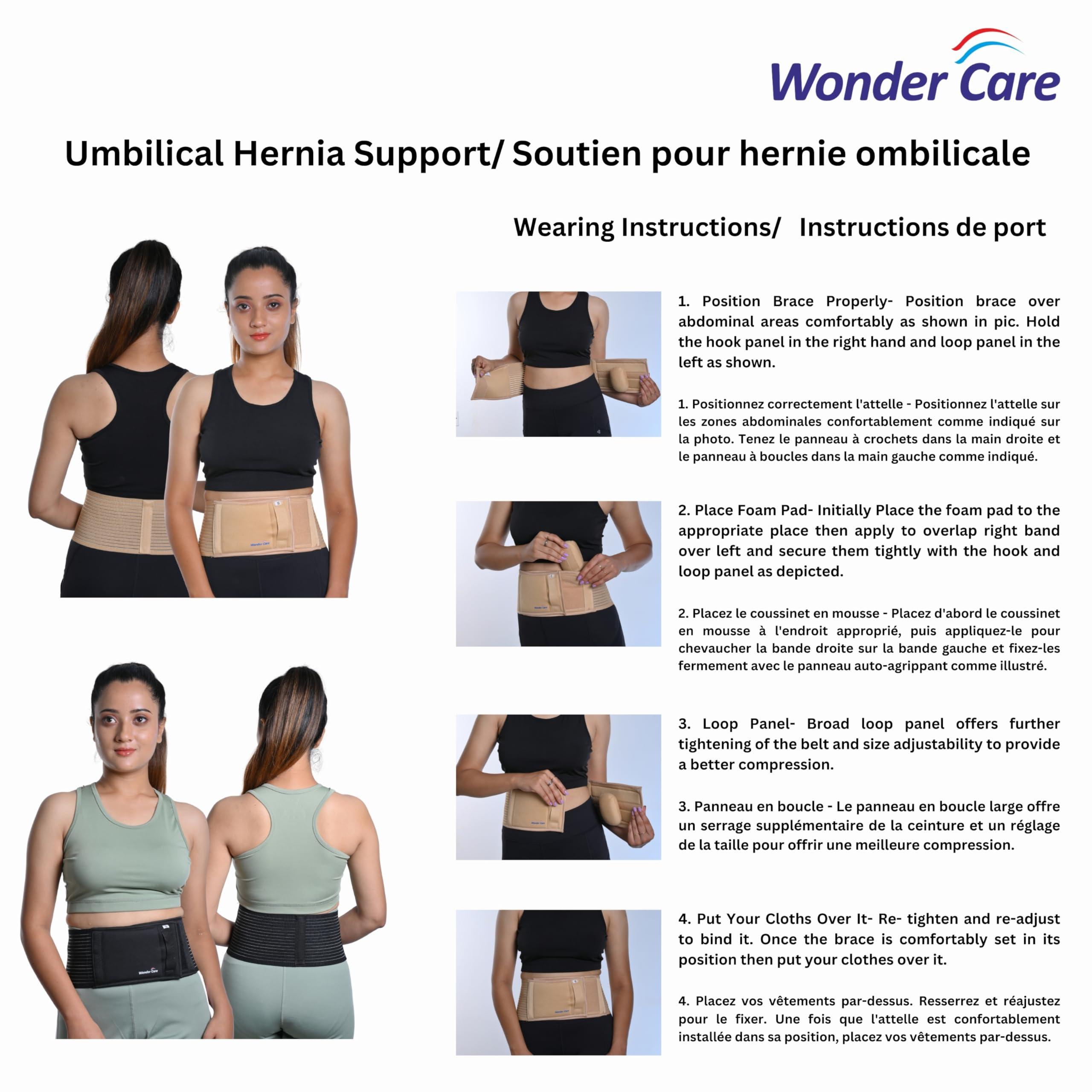 Wonder Care Wonder Care- Umbilical Hernia Support Belt Abdominal Binder for Belly Button Hernias or Navel Hernias, Hernia pain relief Brace, Beige (XL, 40\"-46\")