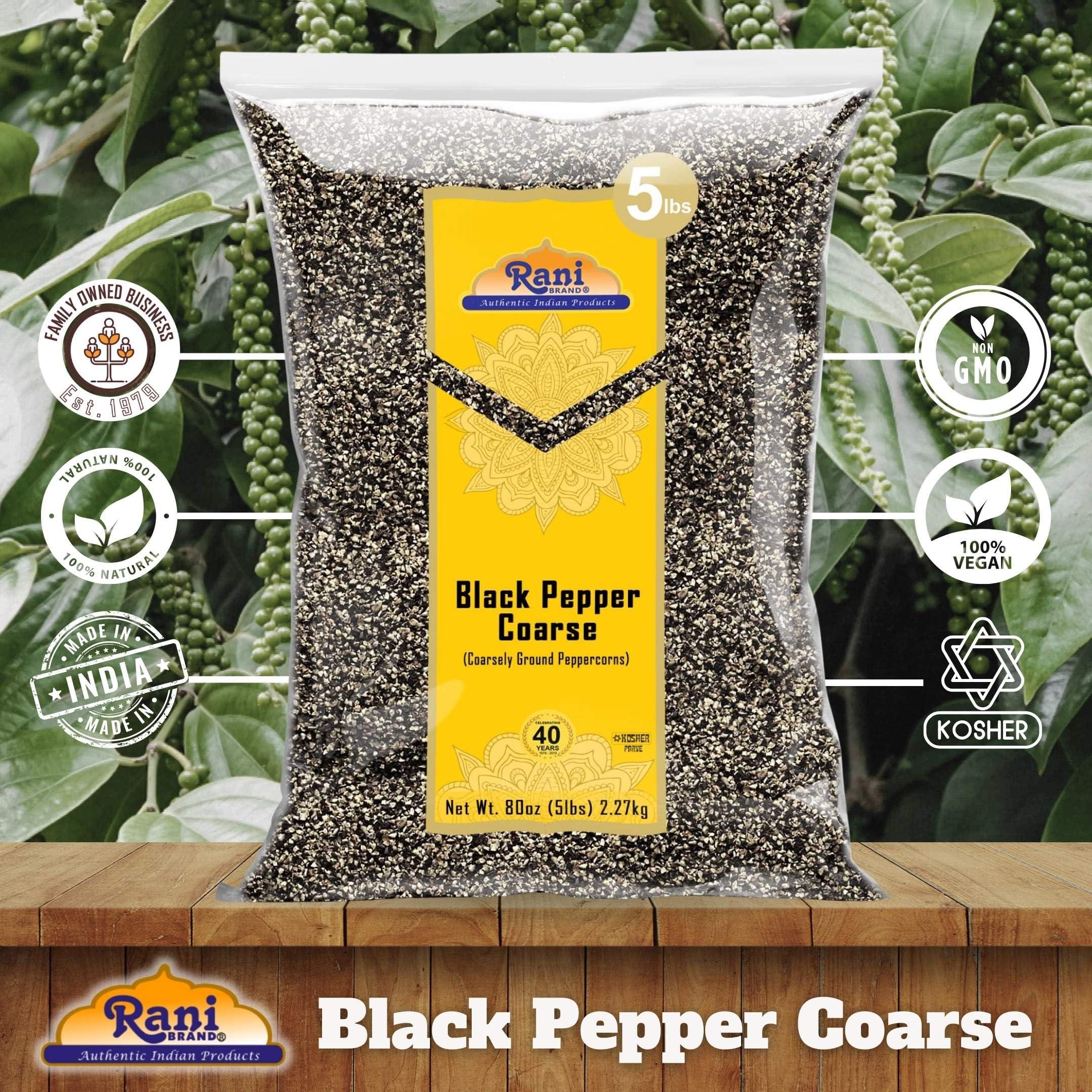 Rani Brand Authentic Indian Products Rani Black Pepper Coarse Ground 28 Mesh (Table Grind), 80oz (5lbs) 2.27kg Bulk ~ All Natural | Vegan | Gluten Friendly | NON-GMO | Kosher