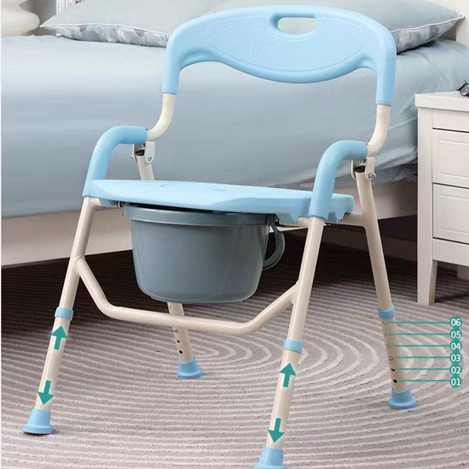 GTFDXJ Bedside Commode,Portable Toilets for Home Use Elderly Toilet Chair Mobile Toilet Seat Elderly Pregnant Woman Bathing Chair Bathroom Folding (D)