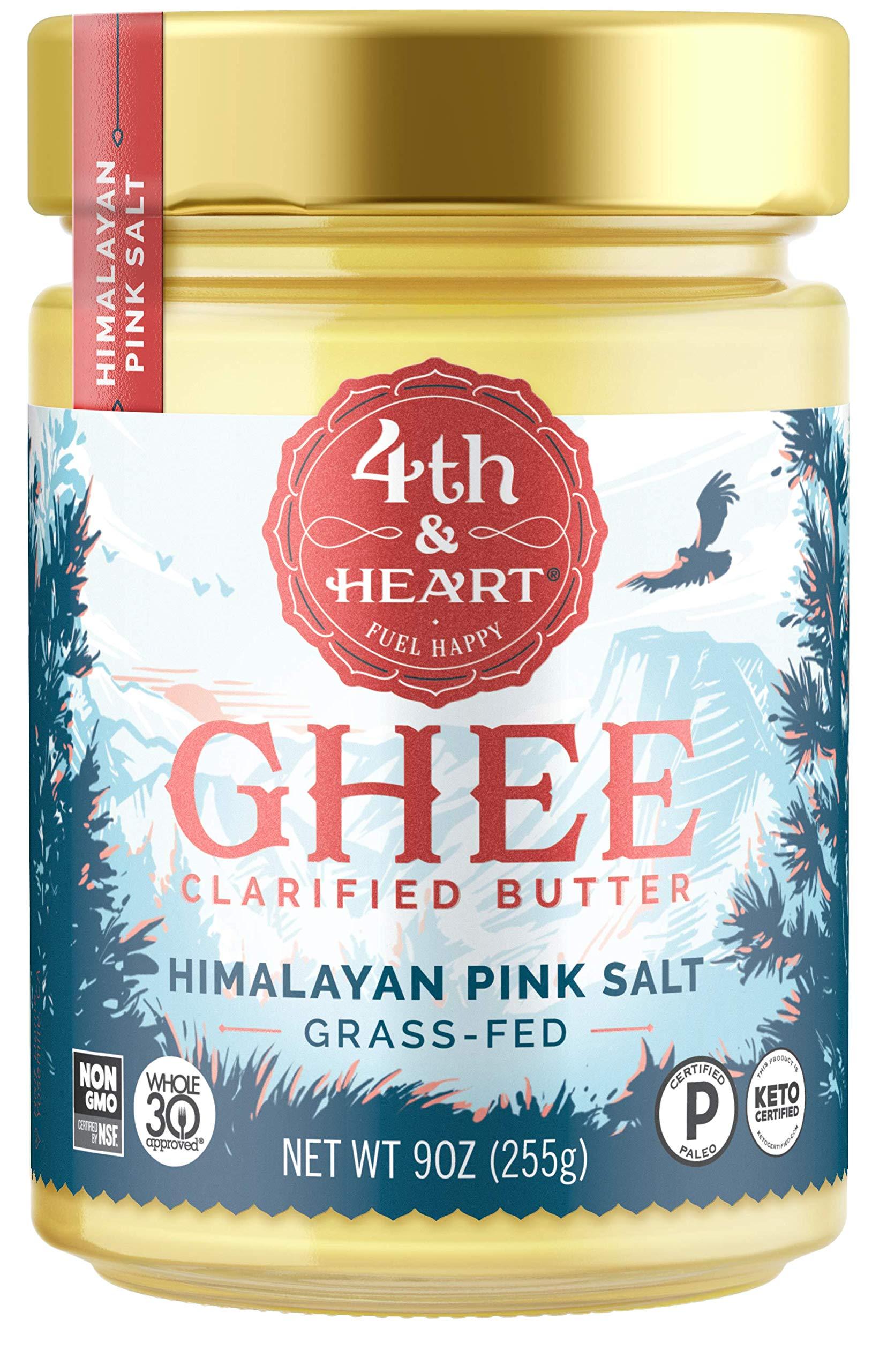 4th & Heart Himalayan Pink Salt Grass-Fed Ghee Butter by 4th & Heart, 9 Ounce & Original Grass-Fed Ghee Butter by 4th & Heart, 9 Ounce, Keto, Pasture Raised, Non-GMO, Lactose Free, Certified Paleo