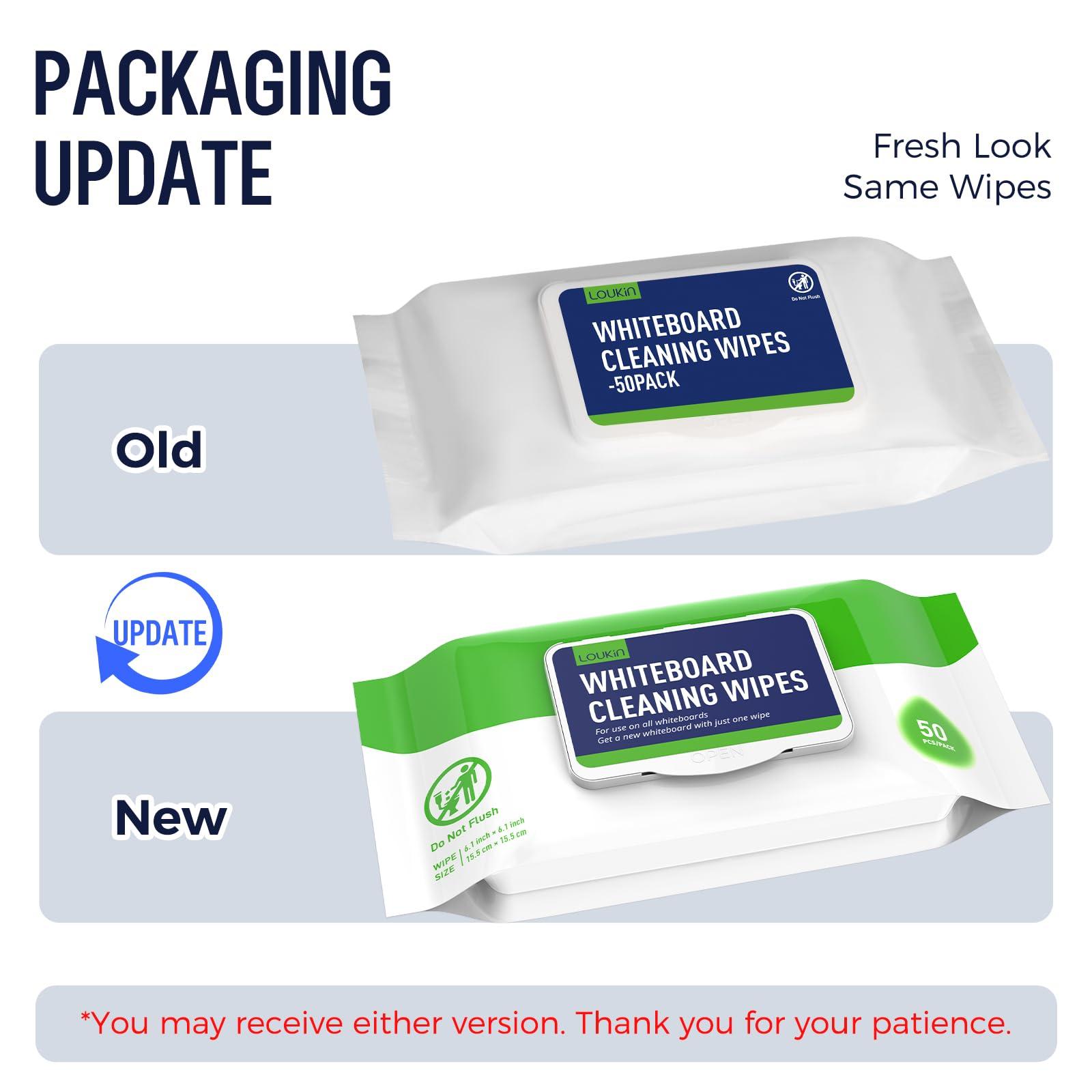 loukin LOUKIN Dry Erase Wipes, Whiteboard Cleaning Wipes, Non-Toxic Cleaning Wipes for Whiteboard, 50 Wipes Per Pack