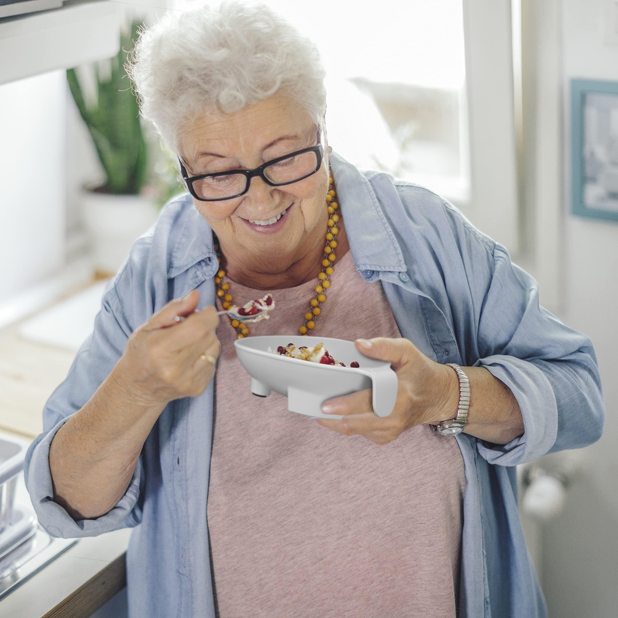 SENIOR ICARE Small Scoop Plates for Elderly - Assistive Dining Aid, One-Handed Adaptive Equipment, Non-Skid Bowls with Handles, Disabled Products for Adults, 6 inches by Senior ICare
