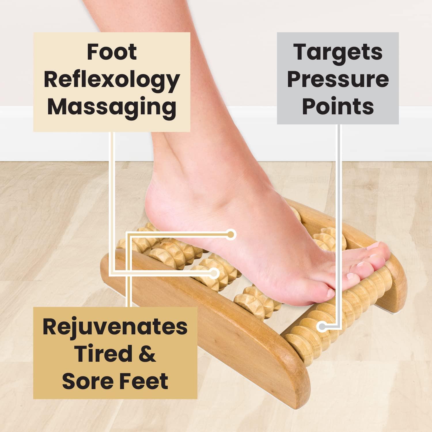 Lindo Lindo EcoPro Natural Wood Foot Massager - Reflexology Therapy, Targets Pressure Points, Foot Pain Relief, Acupressure Massage, Rejuvenating, Relieving, Relaxing, Eco-Friendly
