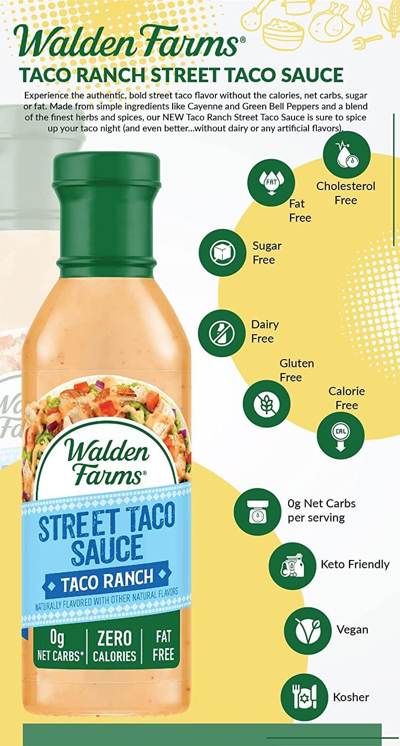 Walden Farms Walden Farms Street Taco Sauce, Taco Ranch, Natural Flavors, Zero Calorie, Vegan Friendly, Kosher, Fat Free, Sugar Free, Gluten Free, 12 Fluid Ounce (Pack of 6)