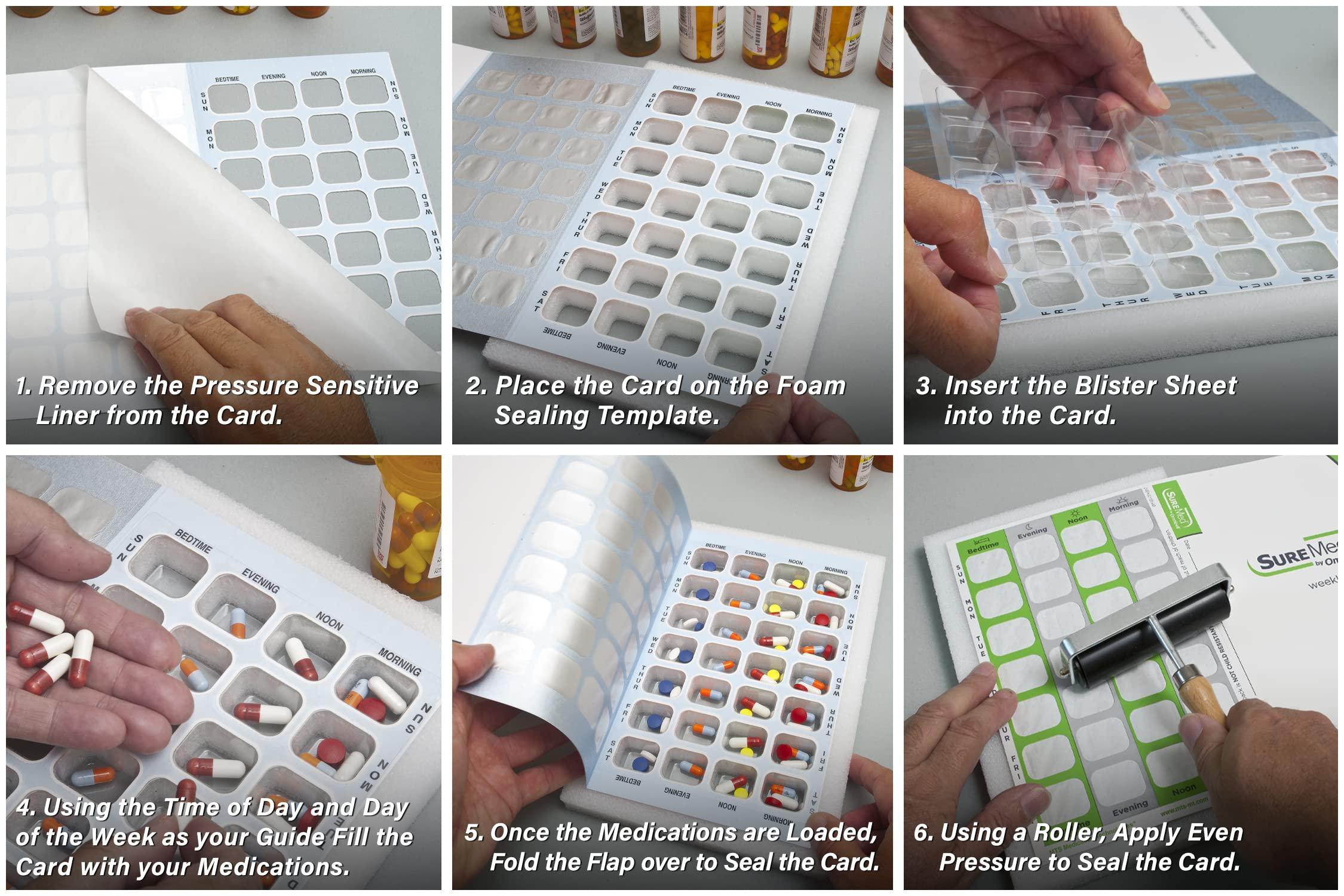 Omnicell SureMed 7-Day, 4-Pass (4-doses per Day) Disposable Multi-Med Blister Card with 100 Cards & 100 Blisters