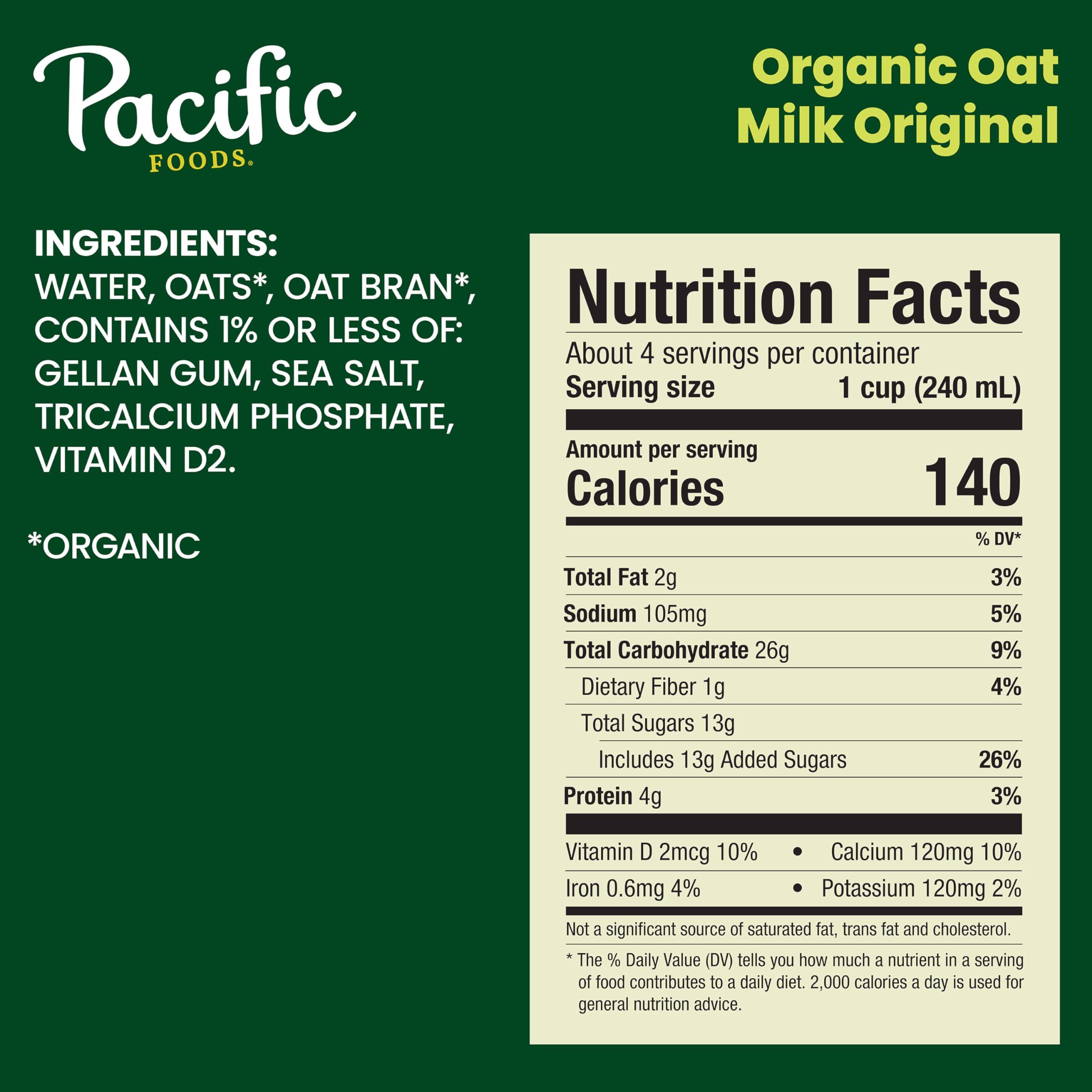 Pacific Foods Pacific Foods Original Organic Oat Milk, Plant Based Milk, 32 oz Carton