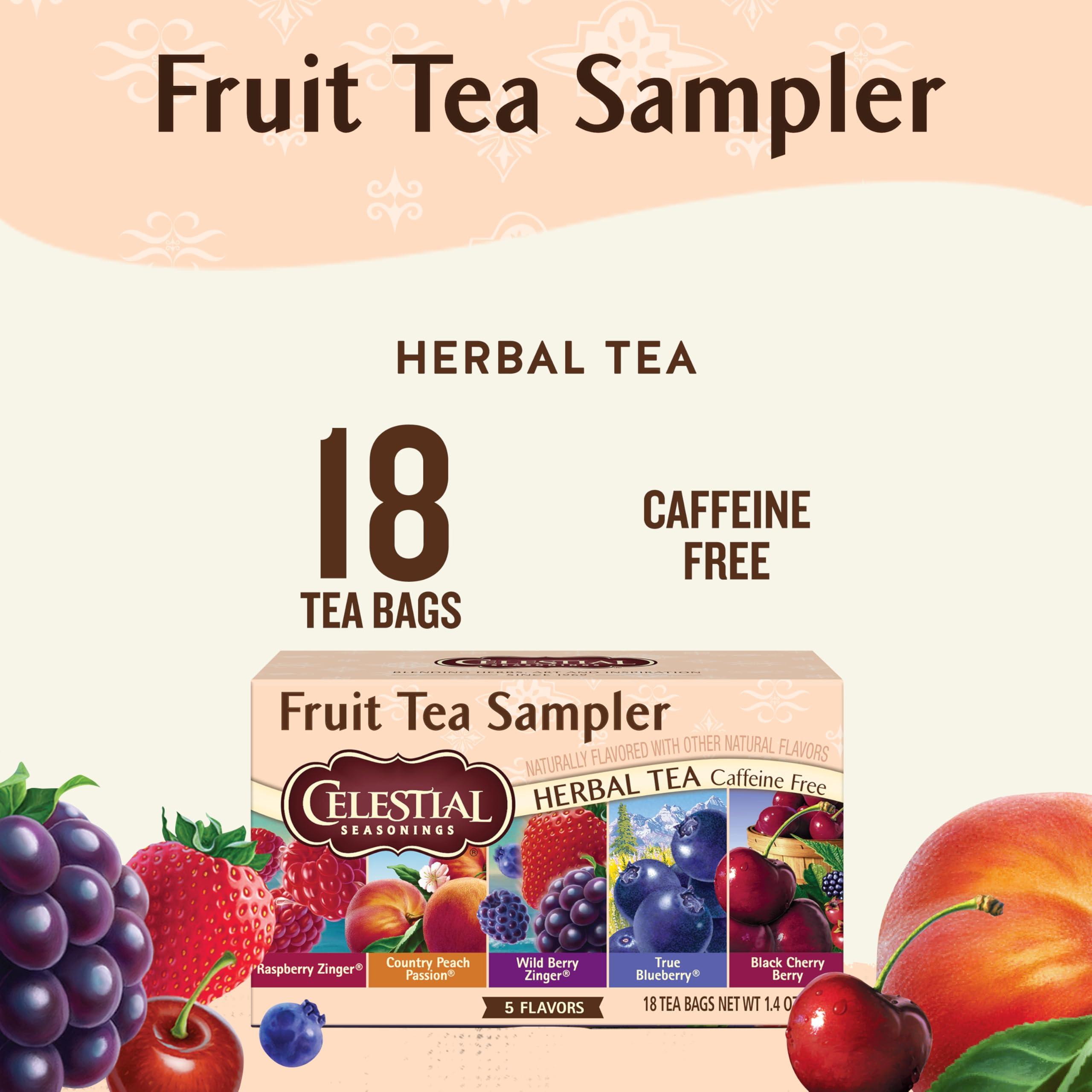 Celestial Seasonings Celestial Seasonings Fruit Tea Sampler Herbal Tea Variety Pack, Caffeine Free, 18 Tea Bags Per Box