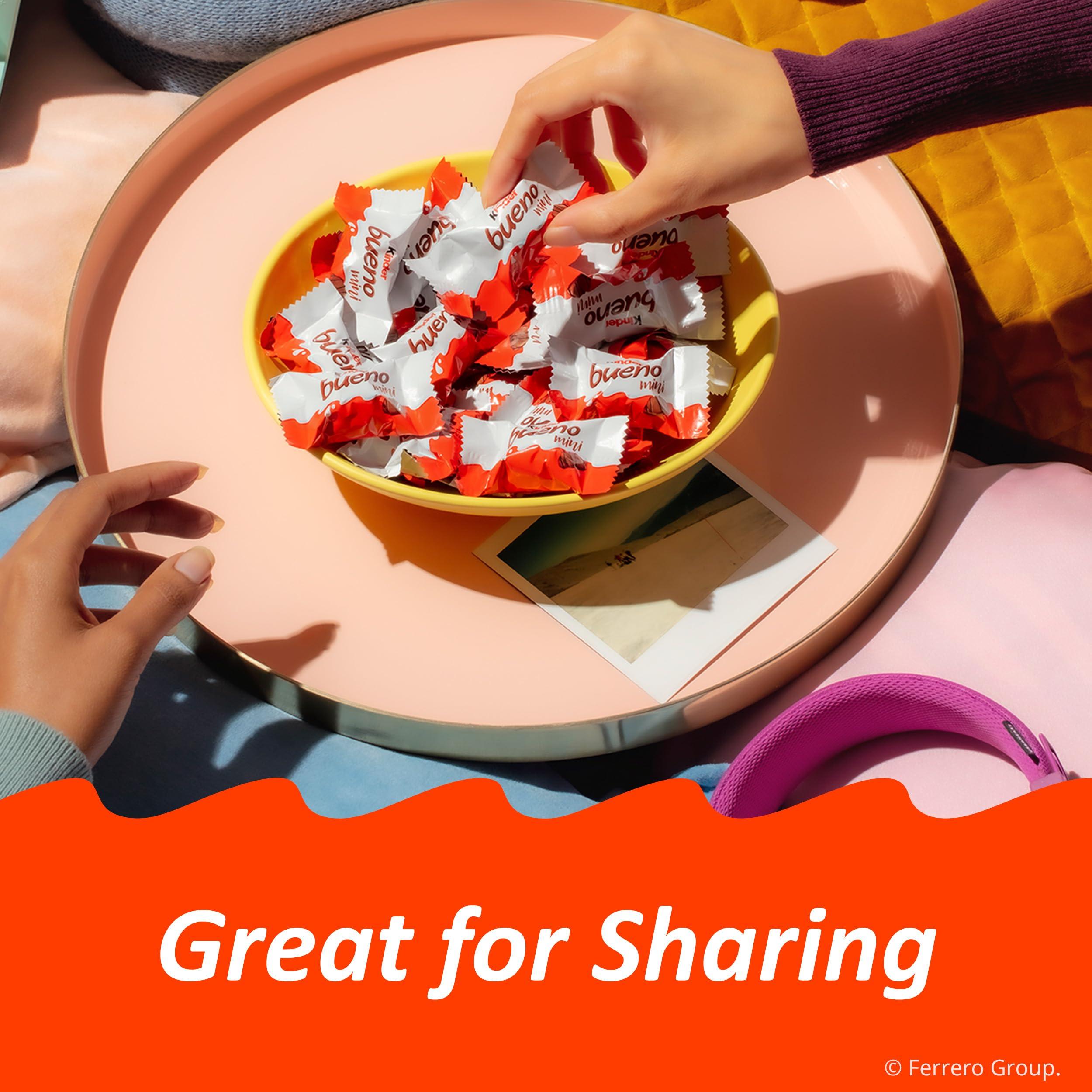 Kinder Bueno Kinder Bueno Mini, Milk Chocolate and Hazelnut Cream, Individually Wrapped Chocolate Bars, Share Size, 5.7 oz