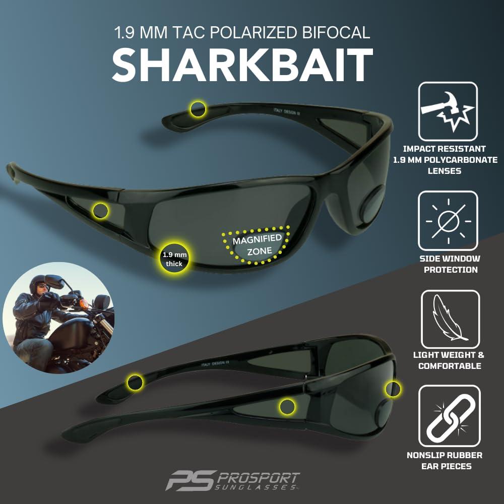 proSPORT proSPORT 2 Pairs Polarized Bifocal Reading Sunglasses Fishing Grey & Brown Lens Side Shields Wrap 2.50 25 1.50 1.75 2.00 2.25