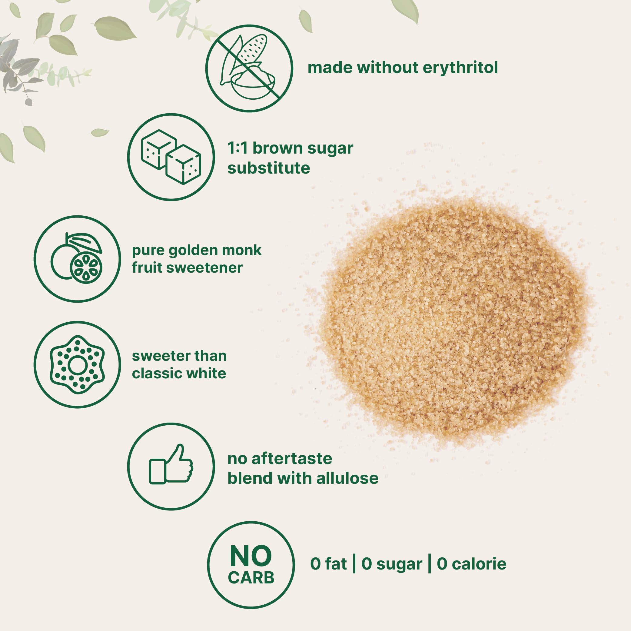 Micro Ingredients Micro Ingredients Golden Monk Fruit Sweetener Allulose, 2 lbs | No Erythritol, No Aftertaste, 1:1 Brown Sugar Substitute | Zero Calorie, Great for Drinks, Coffee, Tea, Cookies | Keto, Vegan, Non-GMO