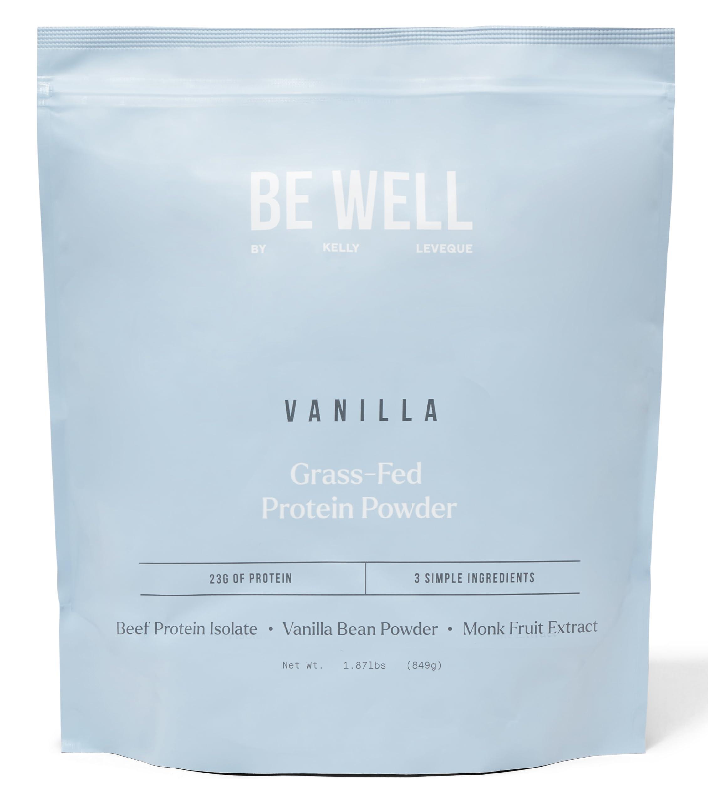 Be Well by Kelly LeVeque Be Well by Kelly Vanilla Grass-Fed Beef Protein Powder, 23G of Protein & Zero Carbs (3 Ingredients, 30 Servings) 9 Amino Acids + 3 BCAAs No Soy, No Dairy, Stevia-Free, No Sugar Added 1.62lb 732g
