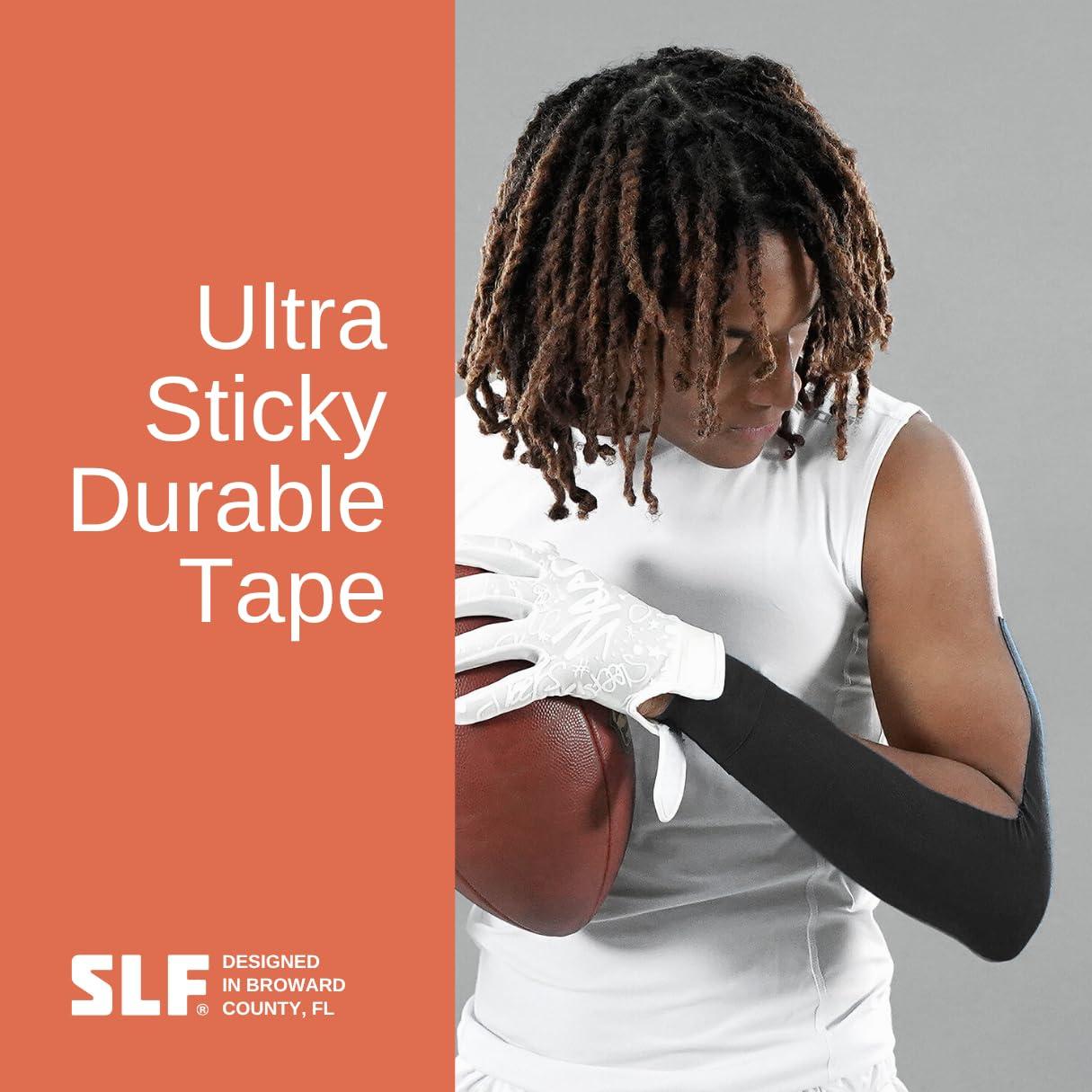 SLEEFS SLEEFS Turf Tape (Black) - Perfect Football Arm Tape / Extra Wide Athletic Tape - Flexible, Waterproof, Ultra Sticky Kinesio / Kinetic / Kenesiology Tape