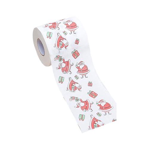 BLMIEDE 1 Roll Toilet Paper Cartoon Pattern Disposable Festive Soft Hygienic Decorate Christmas Holiday Printed Roll Paper For Festival Wrinkle Release Spray for Curtains (F, One Size)
