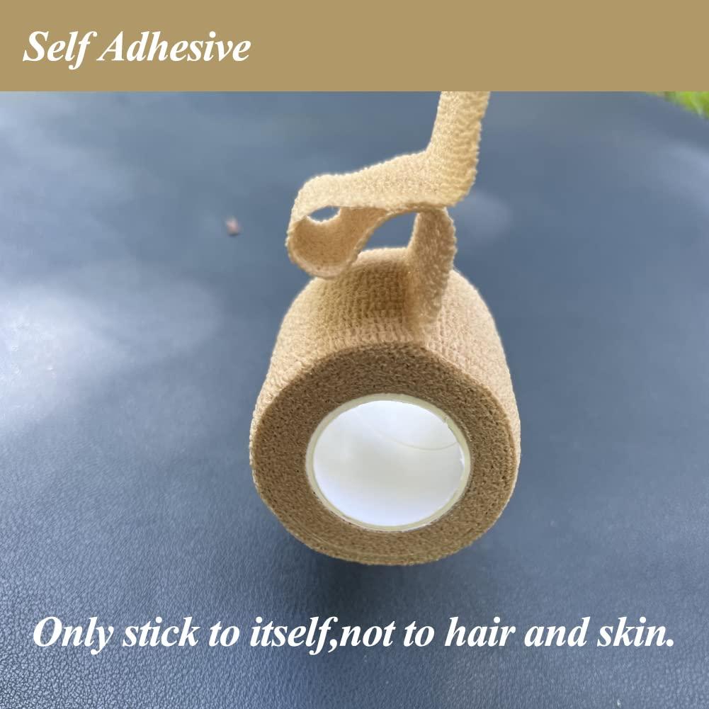 CIYAGPOOU Vet Wrap for Dogs,2 Inches 5 Yards 12 Pack Self Adhering Bandage Wrap Stretchy,Flexible Wound Cohesive Bandages(Brown)